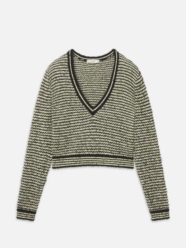 The Eyelash V Sweater -- Soft Lime sold by Frame Denim