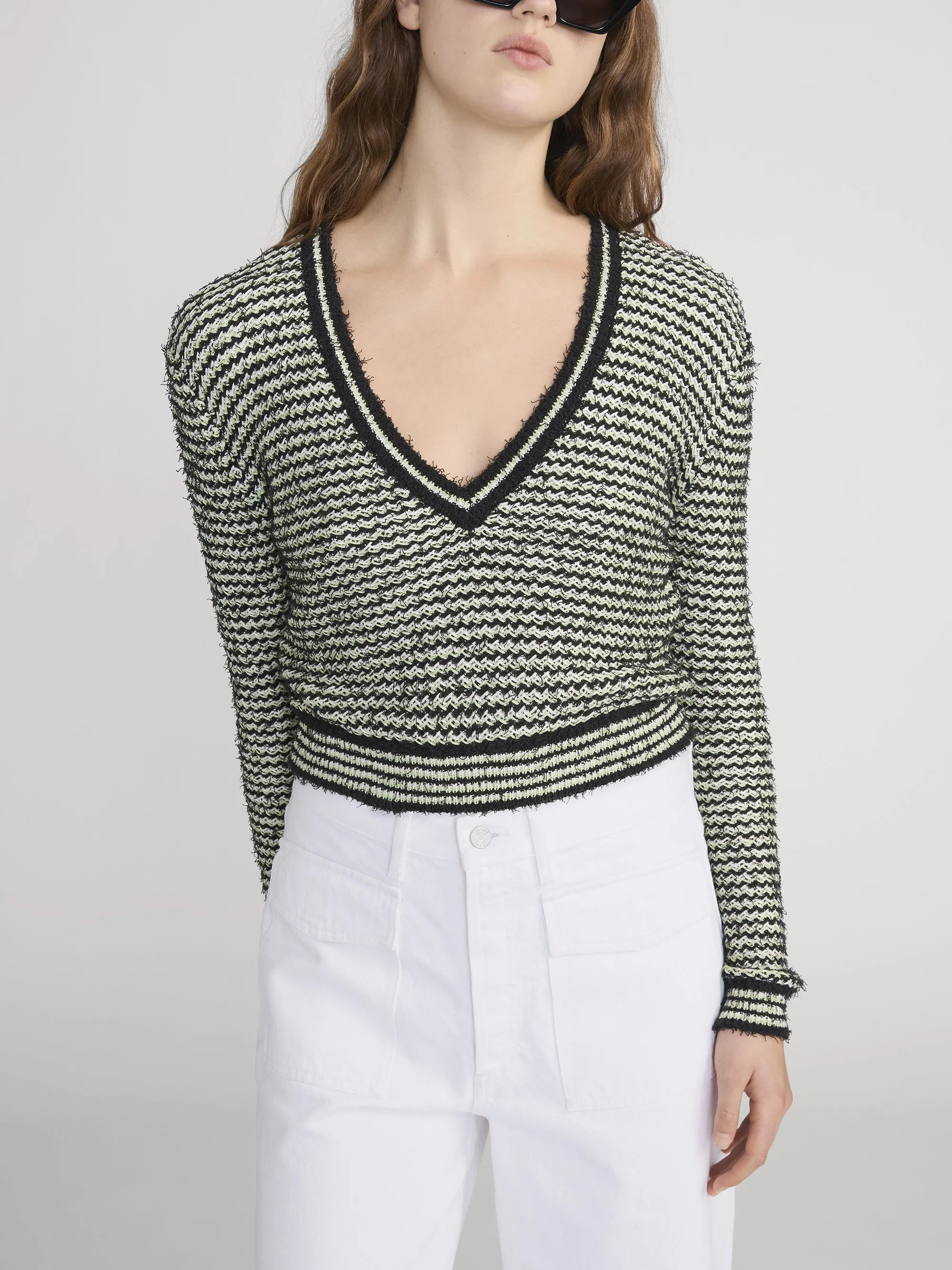 The Eyelash V Sweater -- Soft Lime sold by Frame Denim product image thumbnail 3