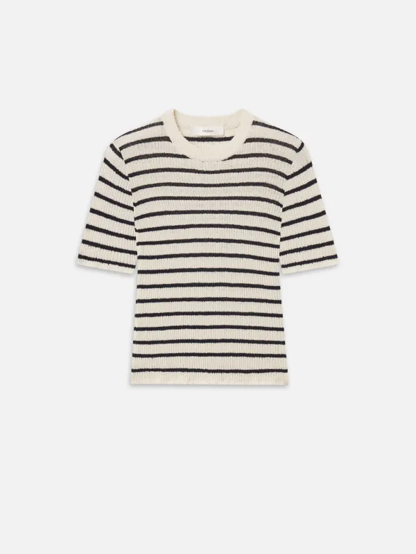 The Striped Knit Tee -- Cream Multi made by Frame Denim