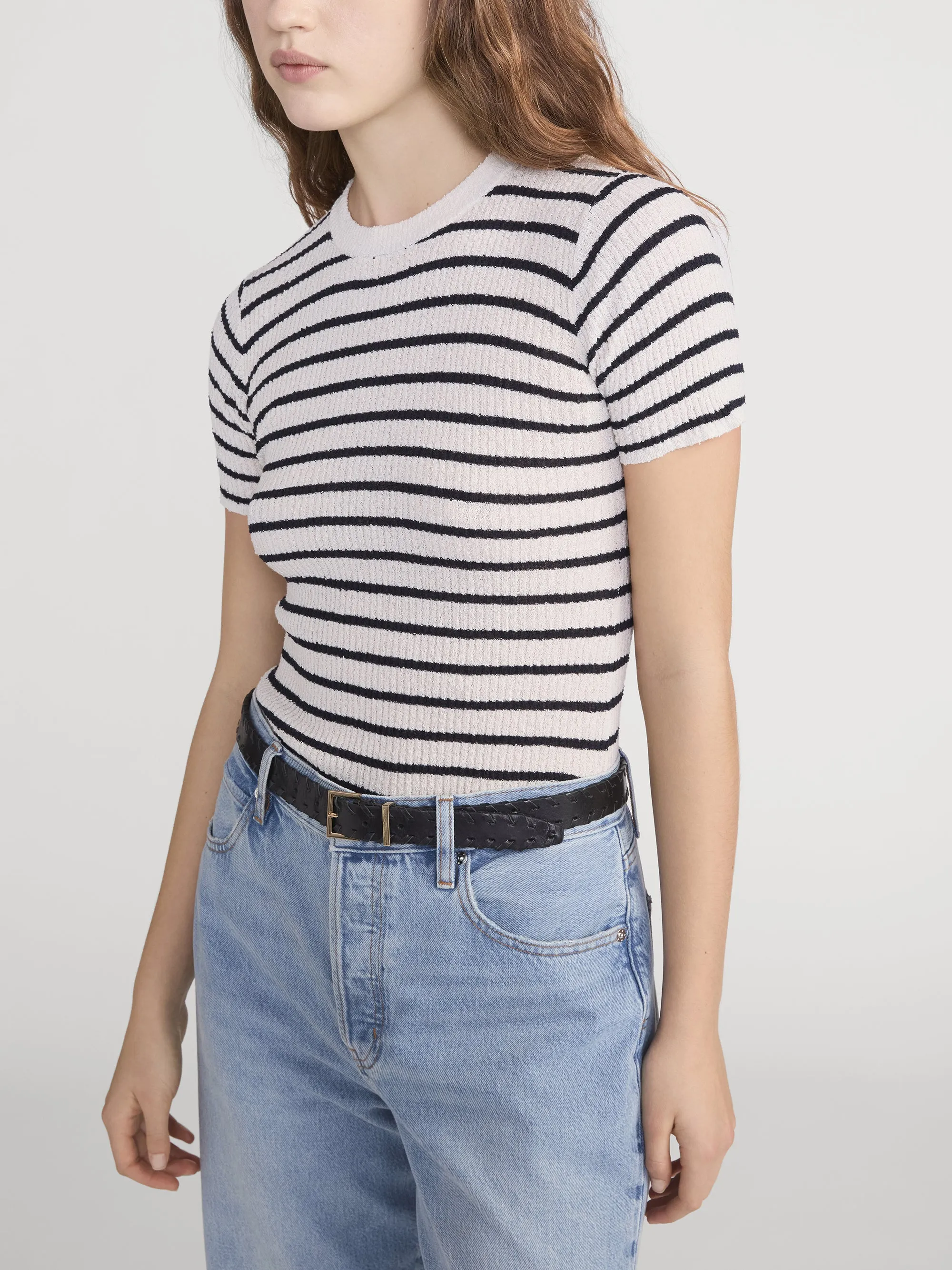 The Striped Knit Tee -- Cream Multi sold by Frame Denim product image thumbnail 4
