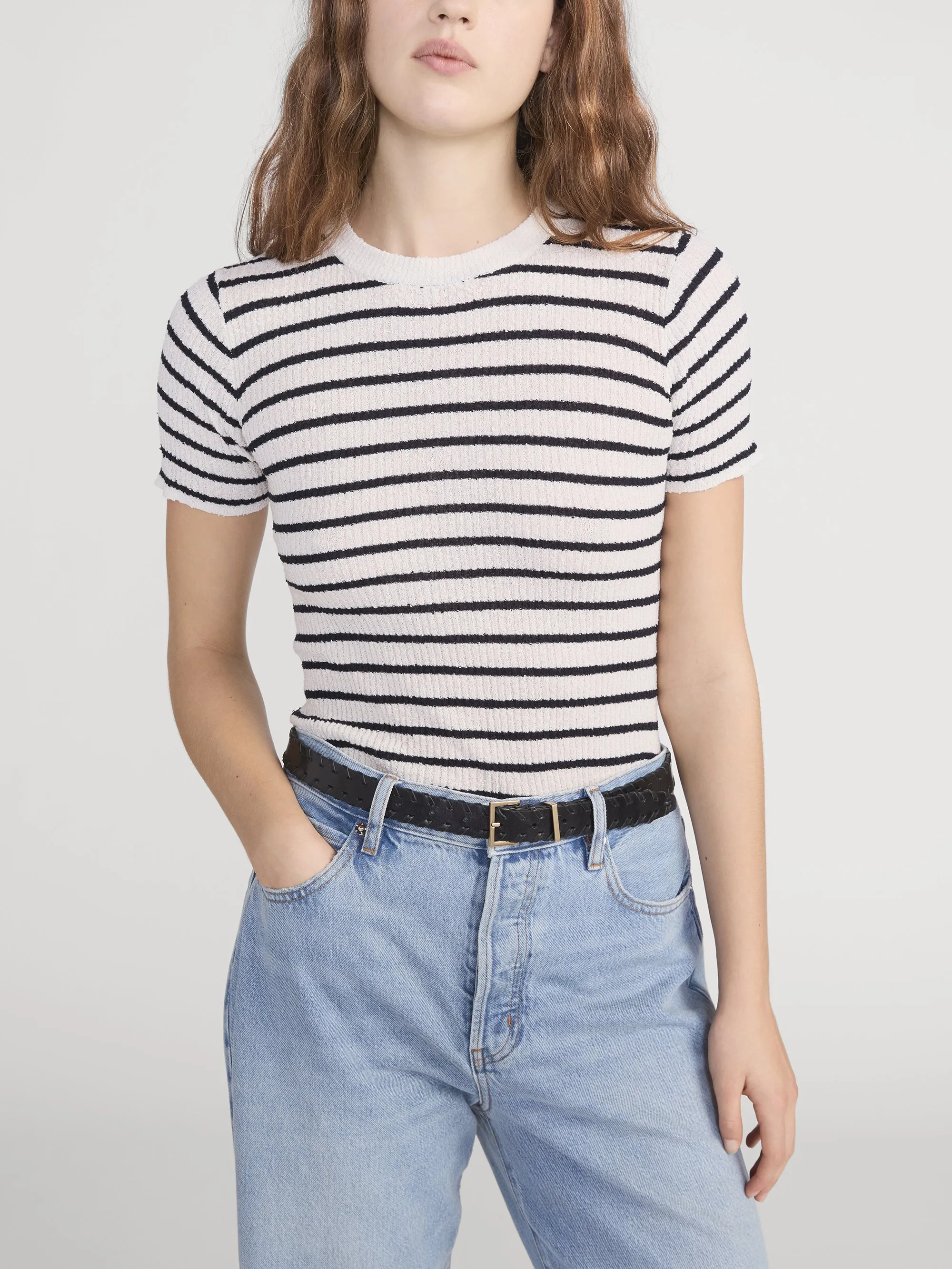 The Striped Knit Tee -- Cream Multi sold by Frame Denim product image thumbnail 3