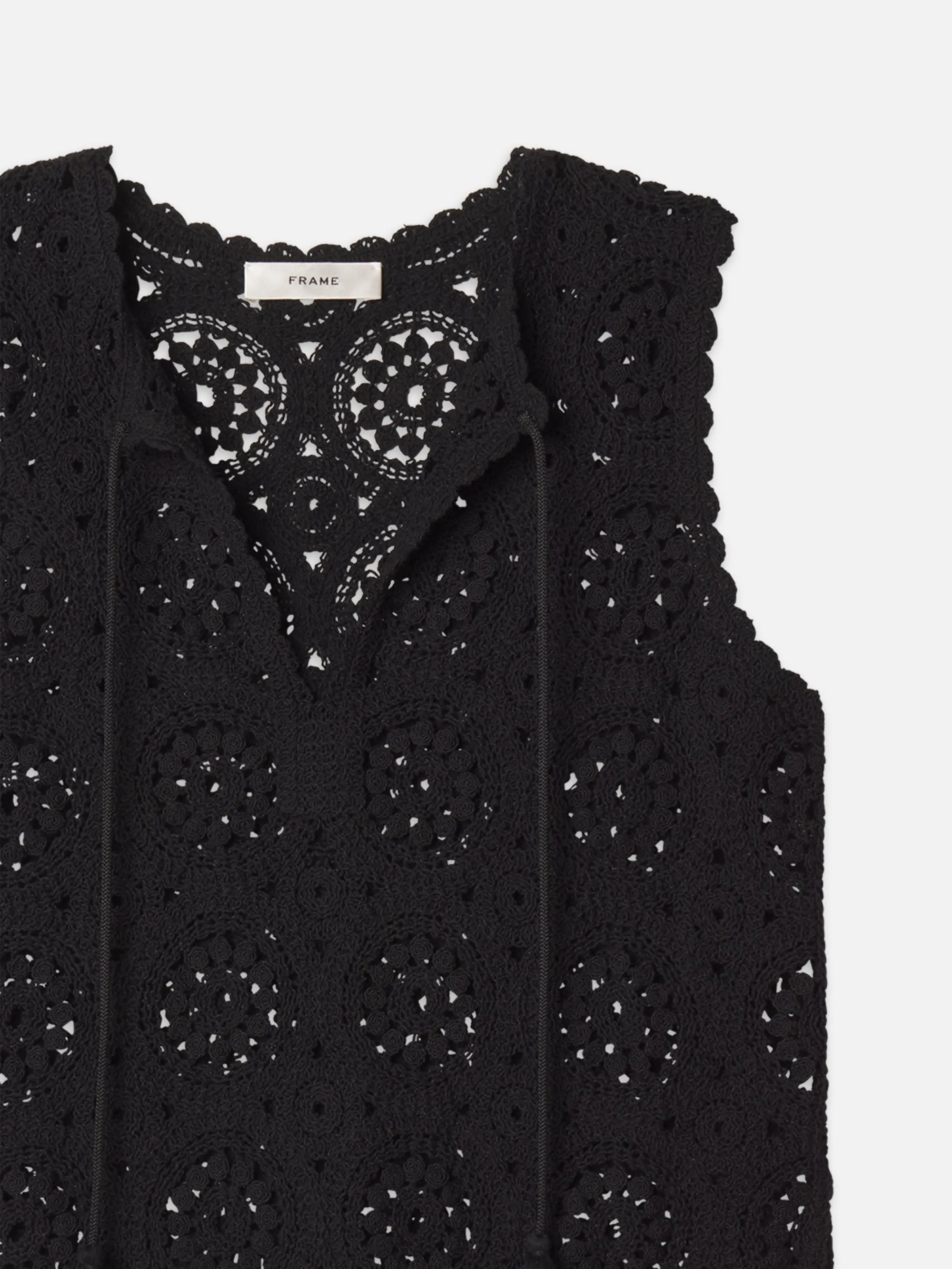 The Crochet Tassel Popover Top -- Black sold by Frame Denim product image thumbnail 2