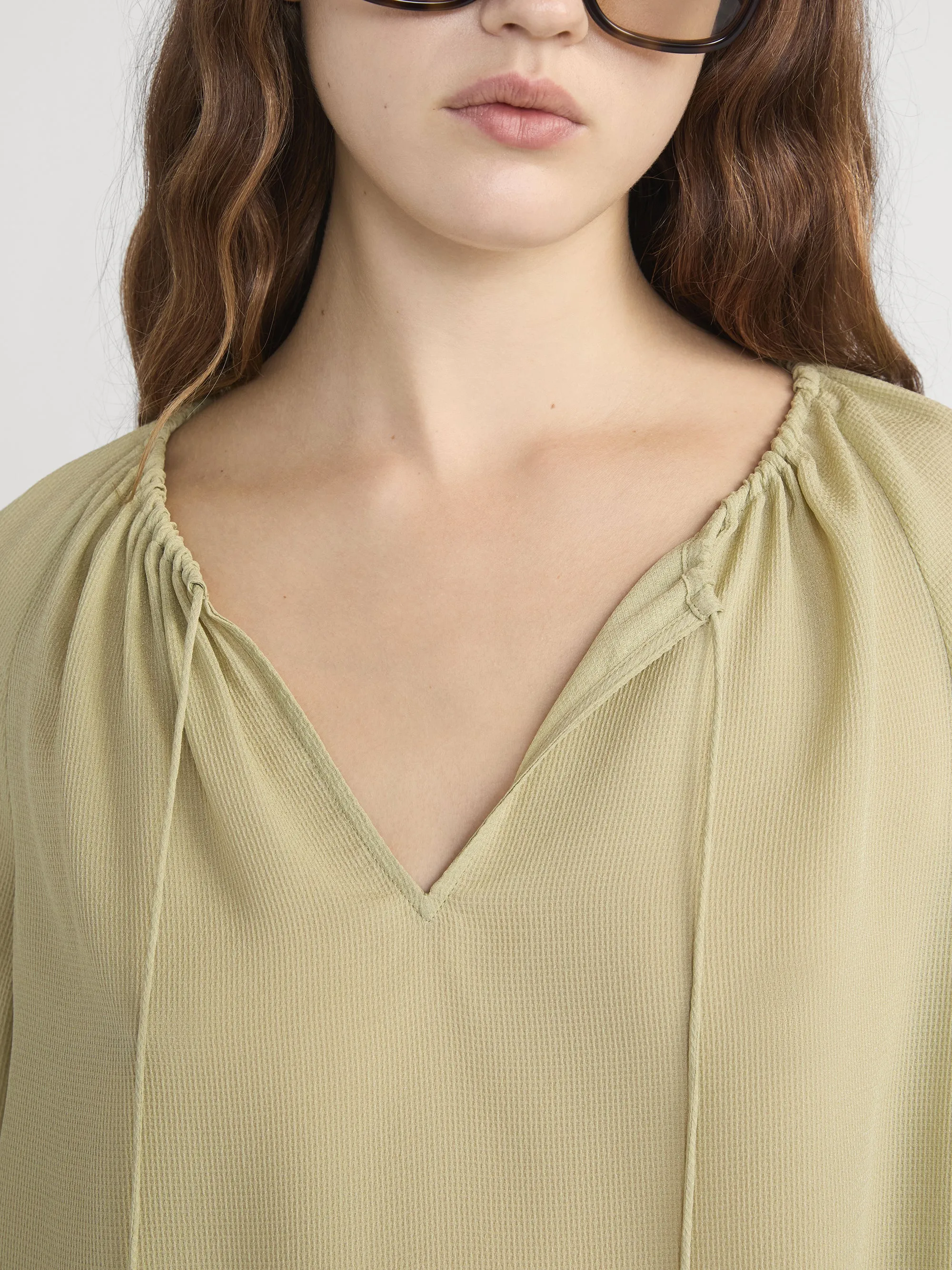The Silk Balloon Blouse -- Soft Lime sold by Frame Denim product image thumbnail 4