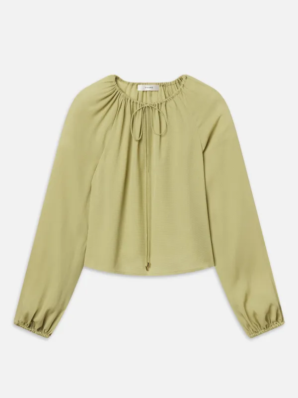 The Silk Balloon Blouse -- Soft Lime sold by Frame Denim