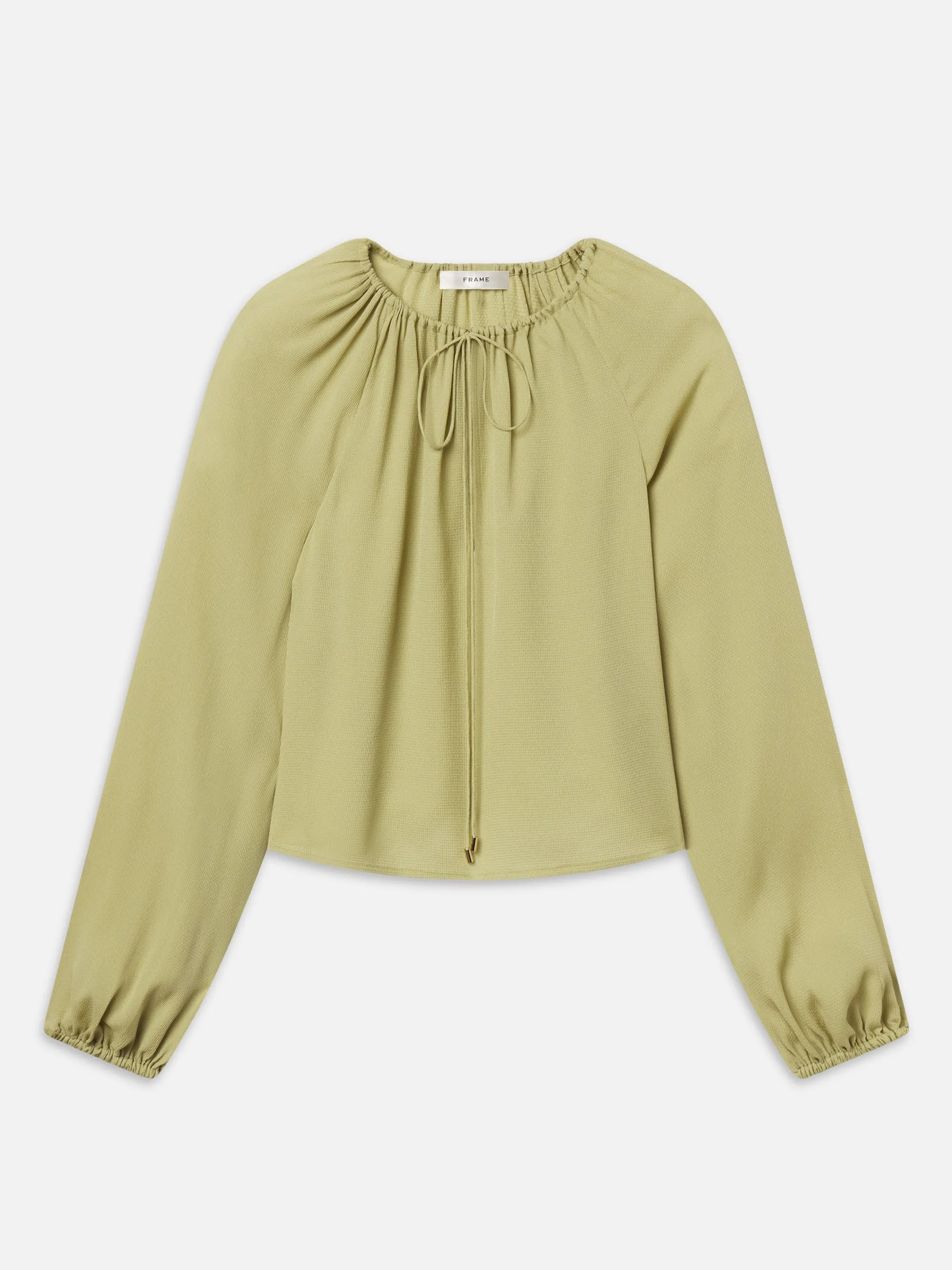 The Silk Balloon Blouse -- Soft Lime sold by Frame Denim