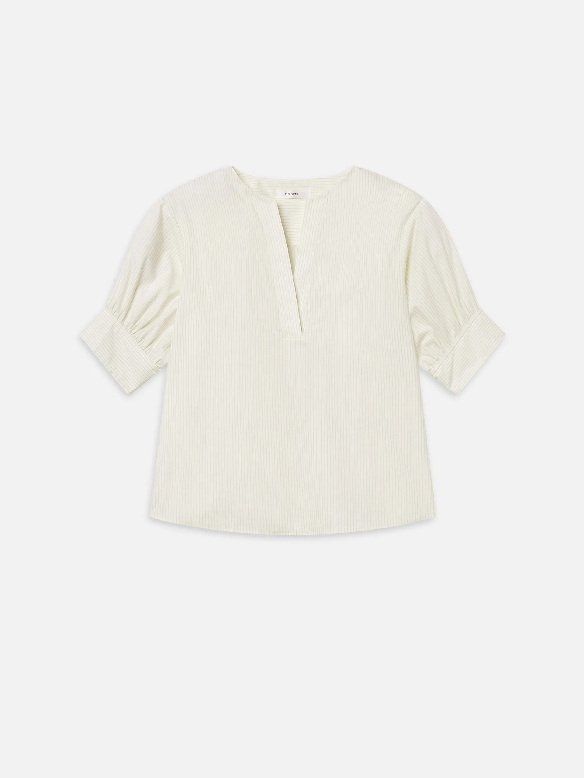 The V-Neck Popover Top -- Cream Multi sold by Frame Denim
