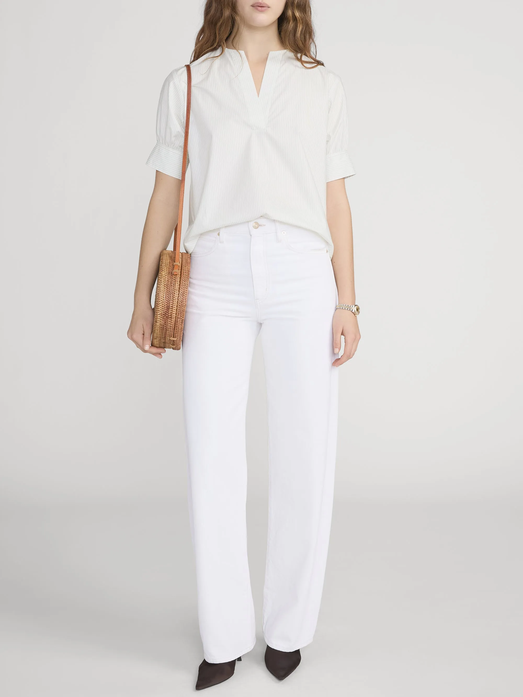 The V-Neck Popover Top -- Cream Multi sold by Frame Denim product image thumbnail 2