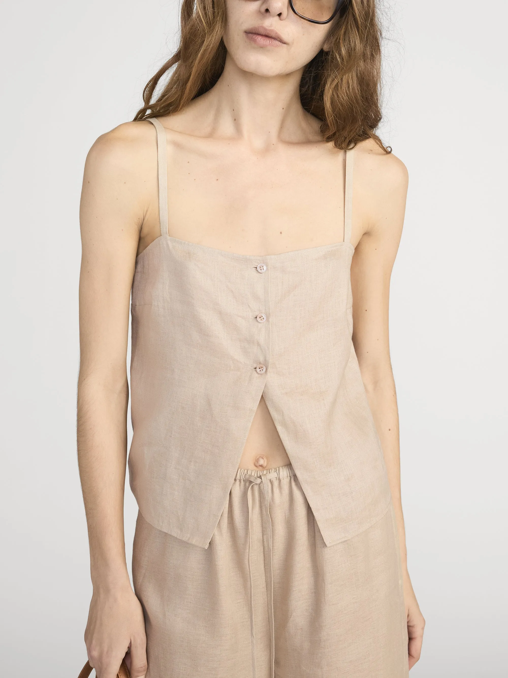 The Linen Button Cami -- Flax sold by Frame Denim product image thumbnail 3