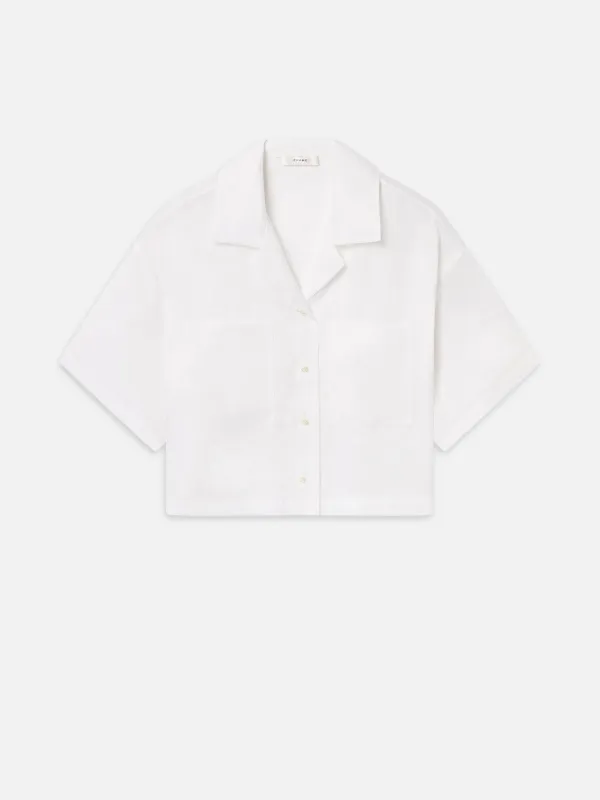 The Linen Pocket Shirt -- White sold by Frame Denim