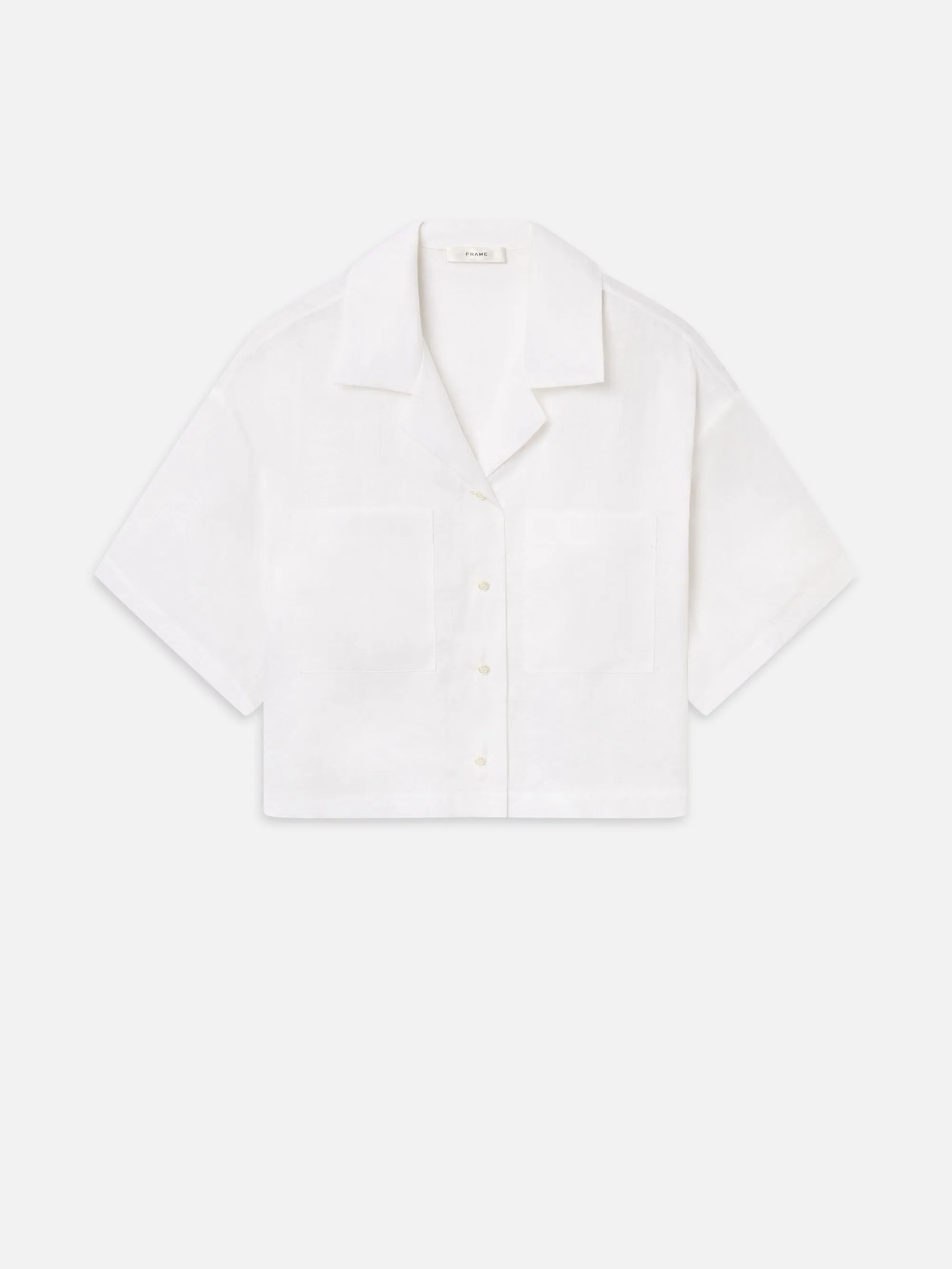 The Linen Pocket Shirt -- White sold by Frame Denim