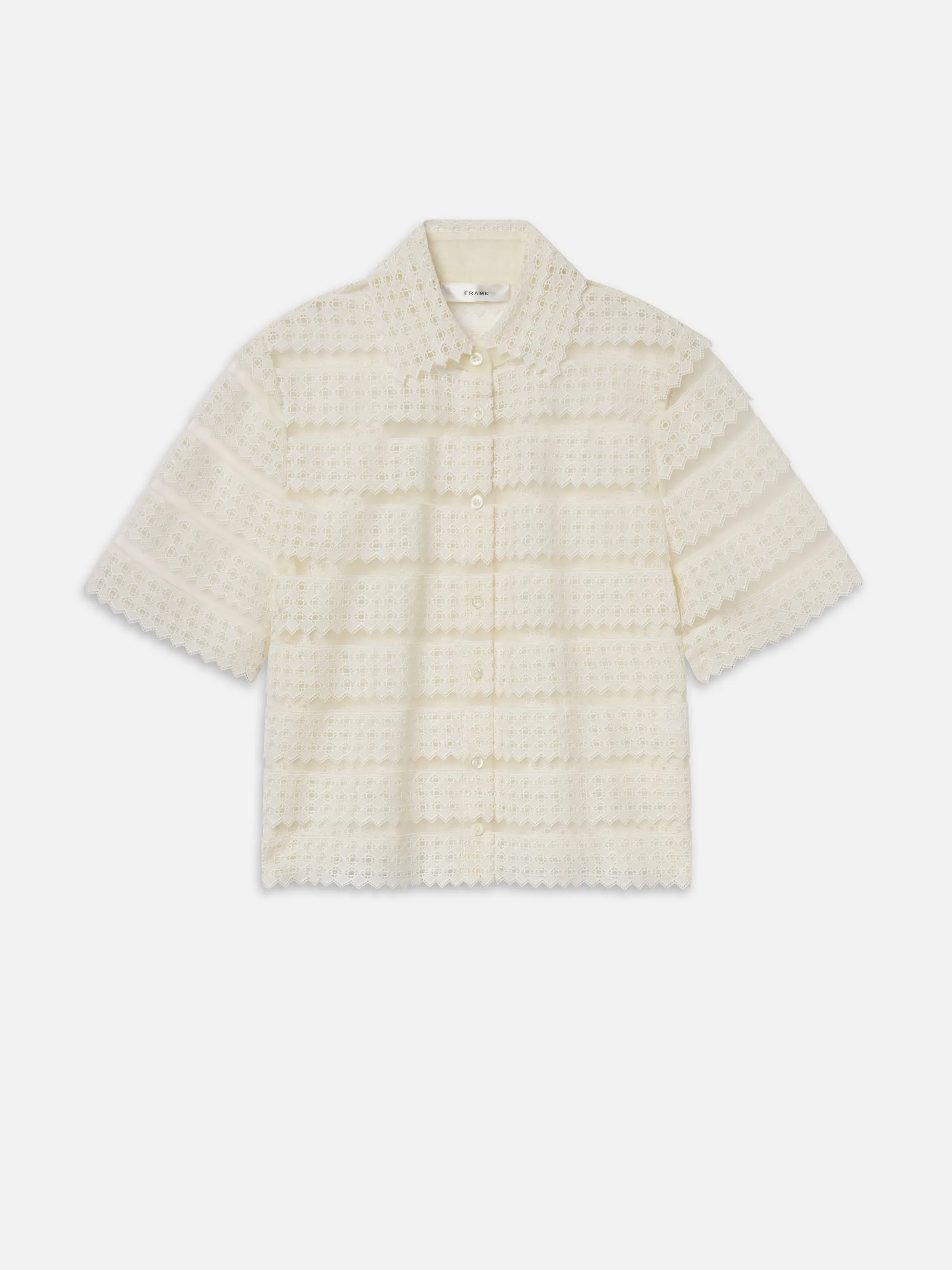 The Lattice Crochet Blouse -- Cream sold by Frame Denim