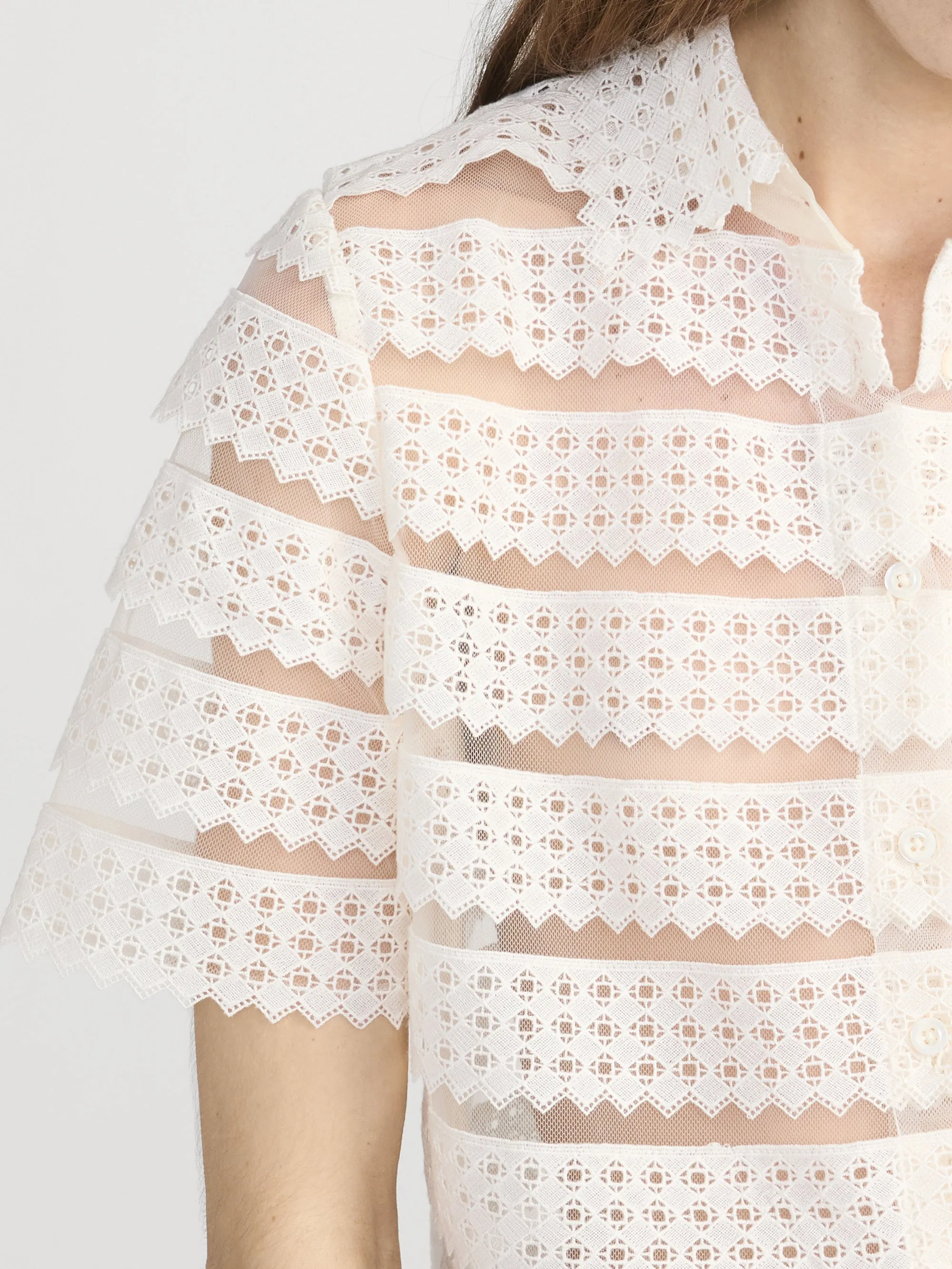 The Lattice Crochet Blouse -- Cream sold by Frame Denim product image thumbnail 5