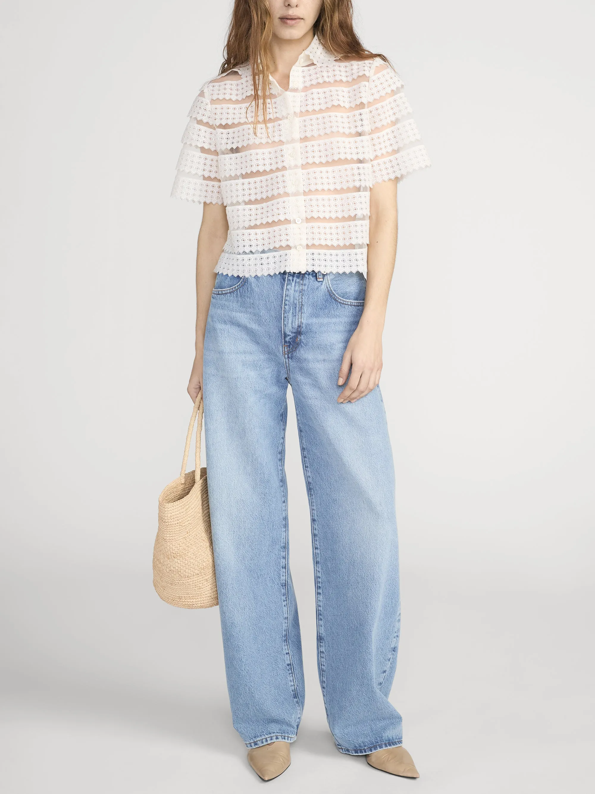 The Lattice Crochet Blouse -- Cream sold by Frame Denim product image thumbnail 2