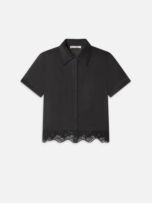 The Embroidered Seaside Shirt -- Black sold by Frame Denim