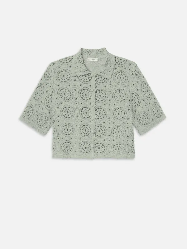 The Crochet Boxy Top -- Mint sold by Frame Denim