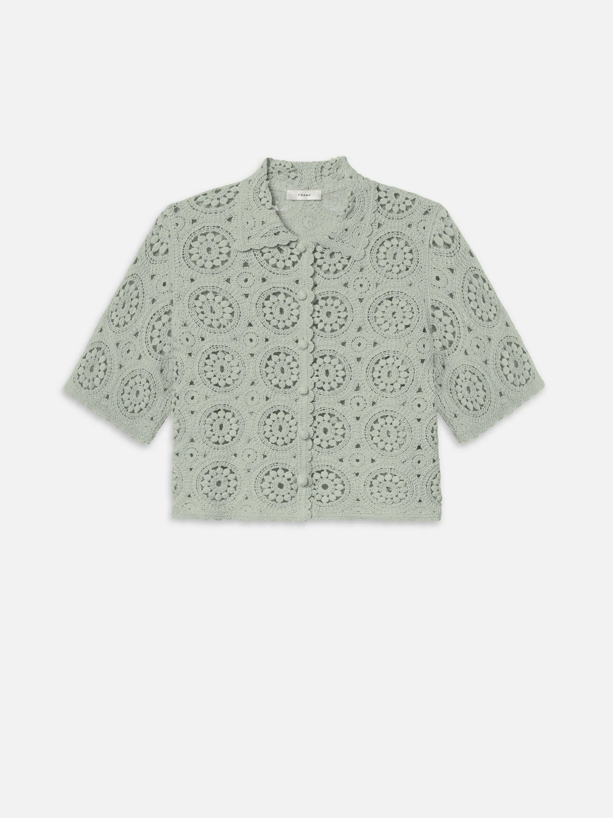 The Crochet Boxy Top -- Mint sold by Frame Denim