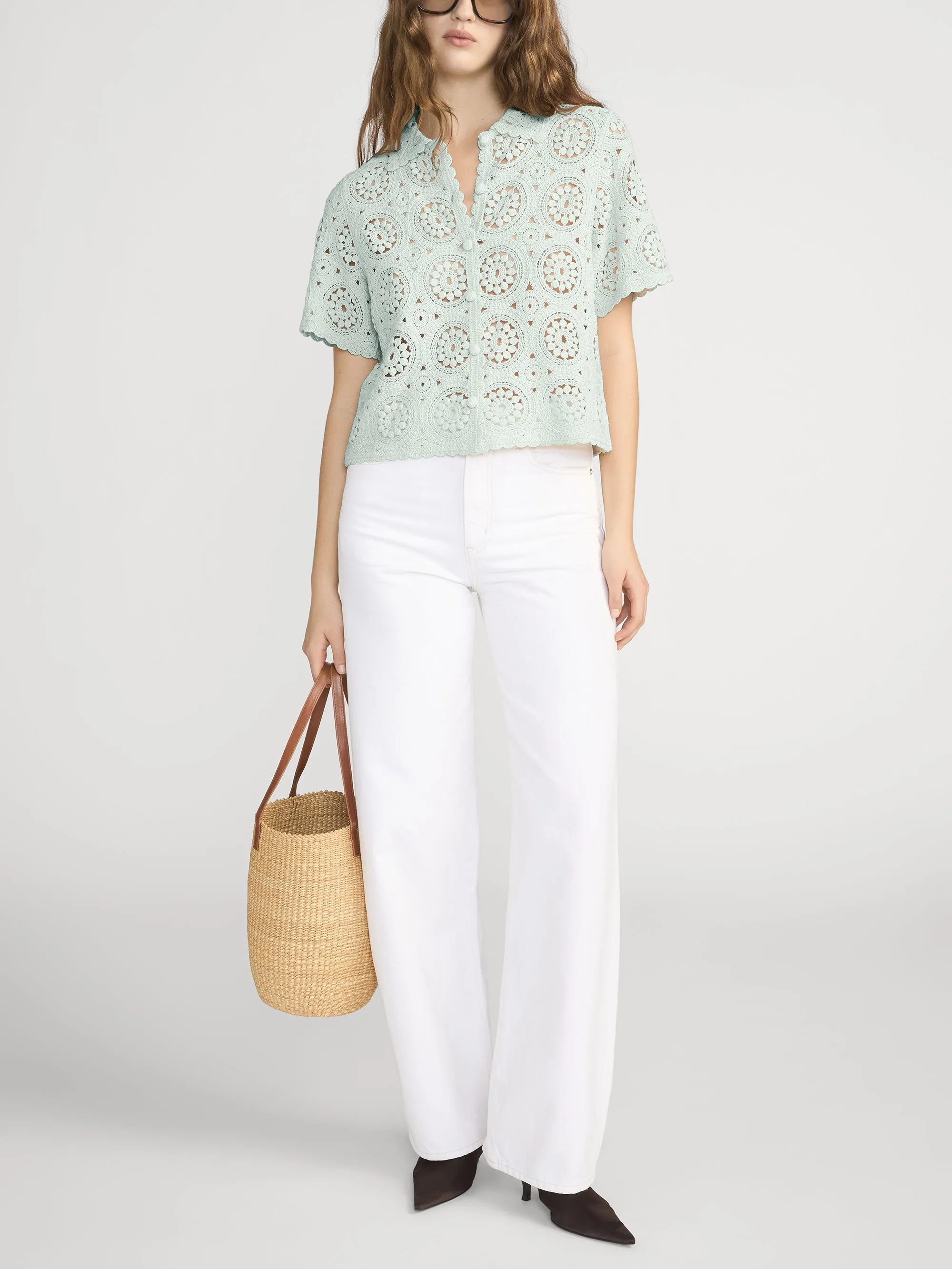 The Crochet Boxy Top -- Mint sold by Frame Denim product image thumbnail 2