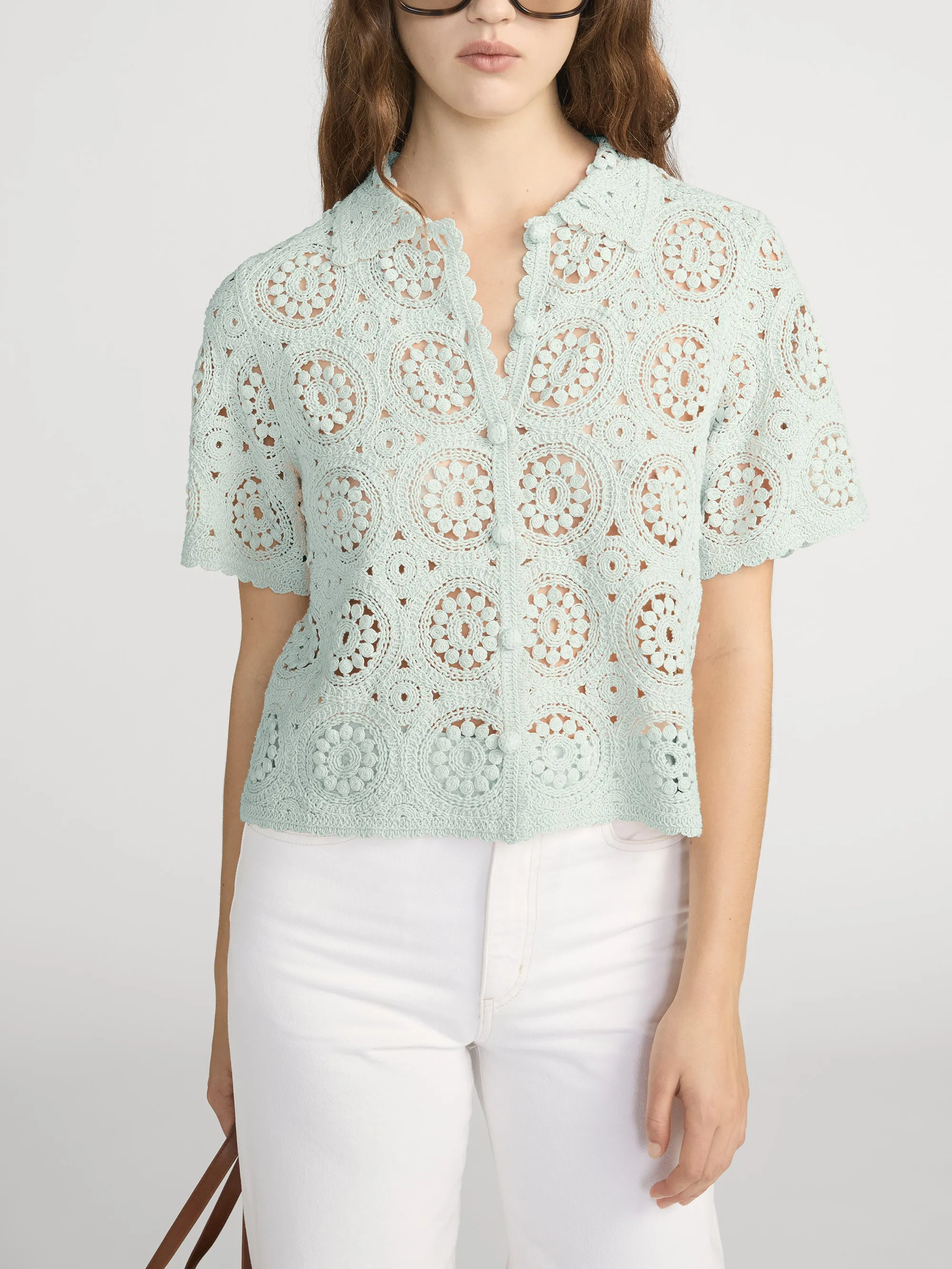 The Crochet Boxy Top -- Mint sold by Frame Denim product image thumbnail 3