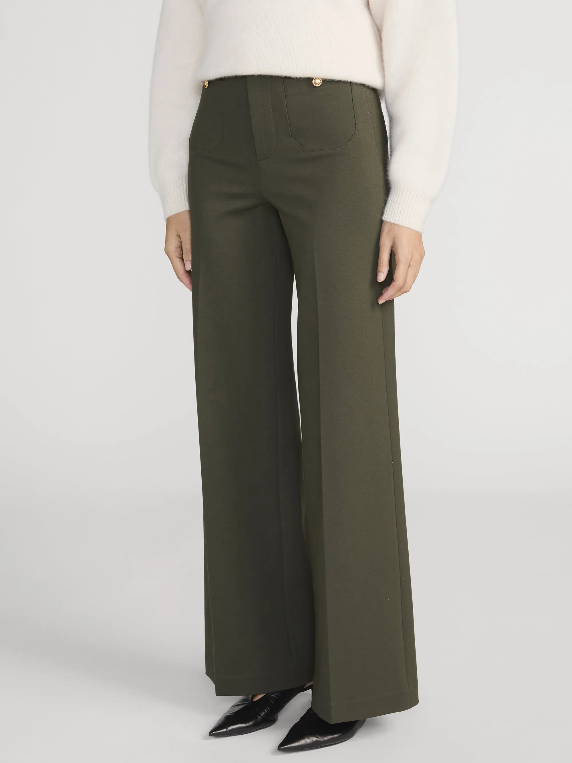 The Slim Palazzo Trouser -- Military Green sold by Frame Denim product image thumbnail 4