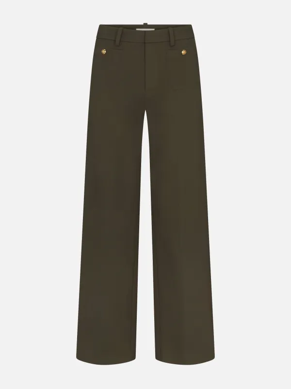 The Slim Palazzo Trouser -- Military Green made by Frame Denim