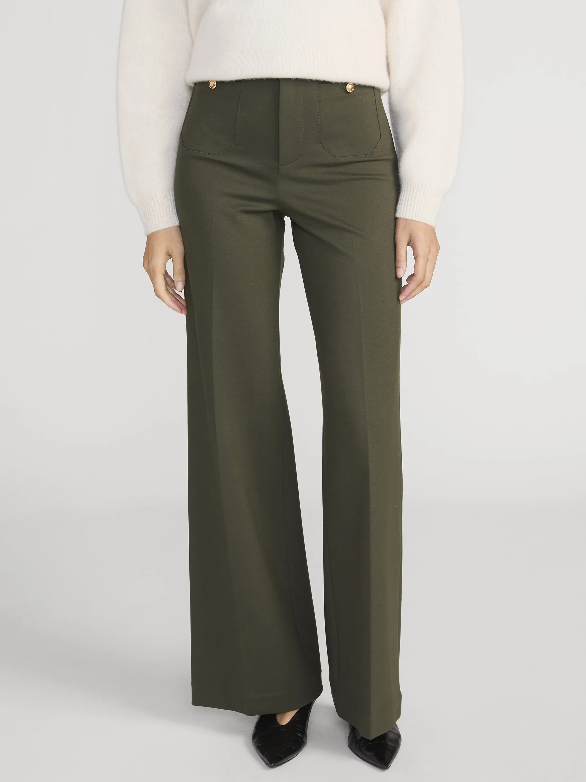 The Slim Palazzo Trouser -- Military Green sold by Frame Denim product image thumbnail 3
