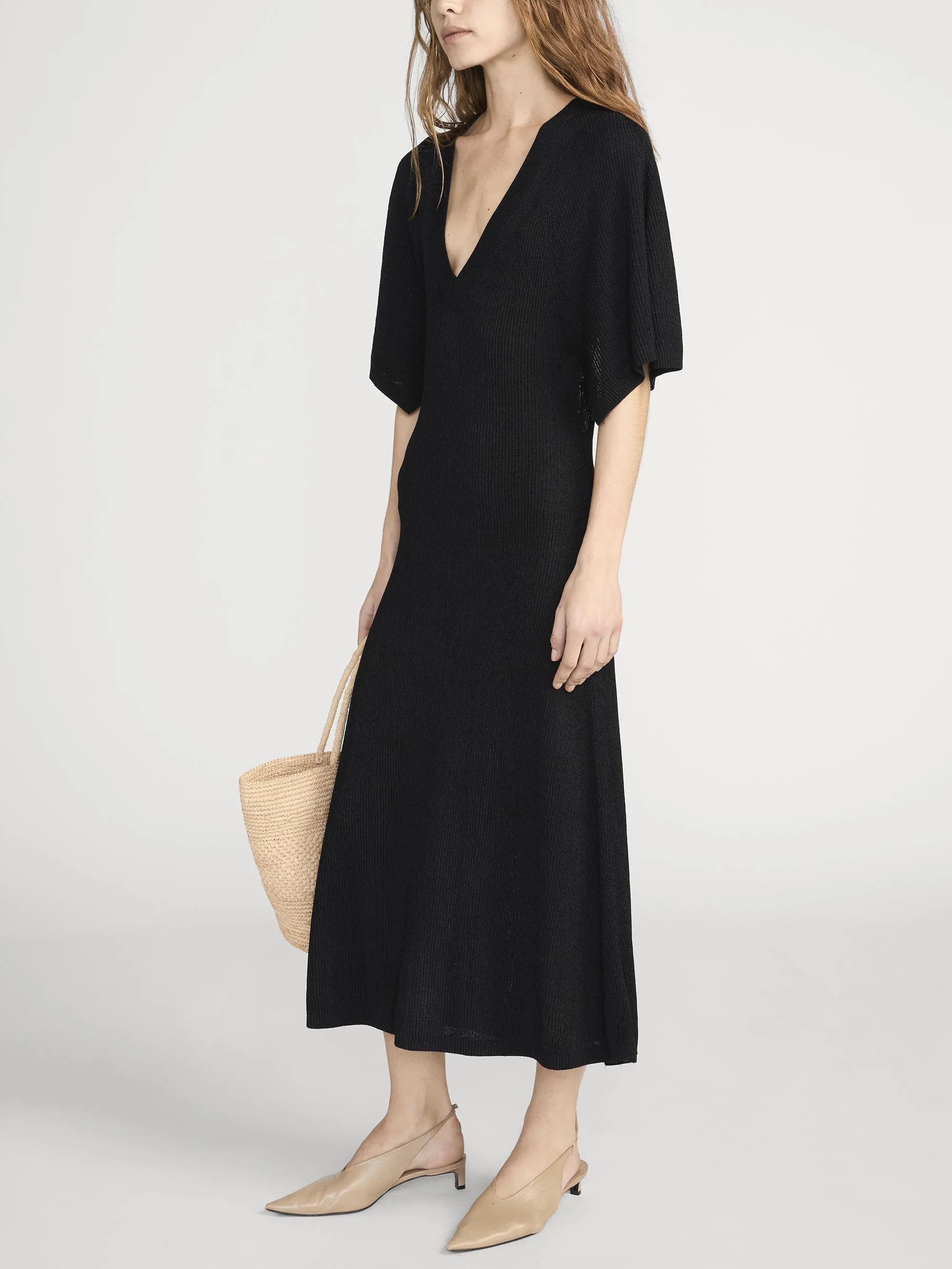 The Flounce Dress -- Black sold by Frame Denim product image thumbnail 3