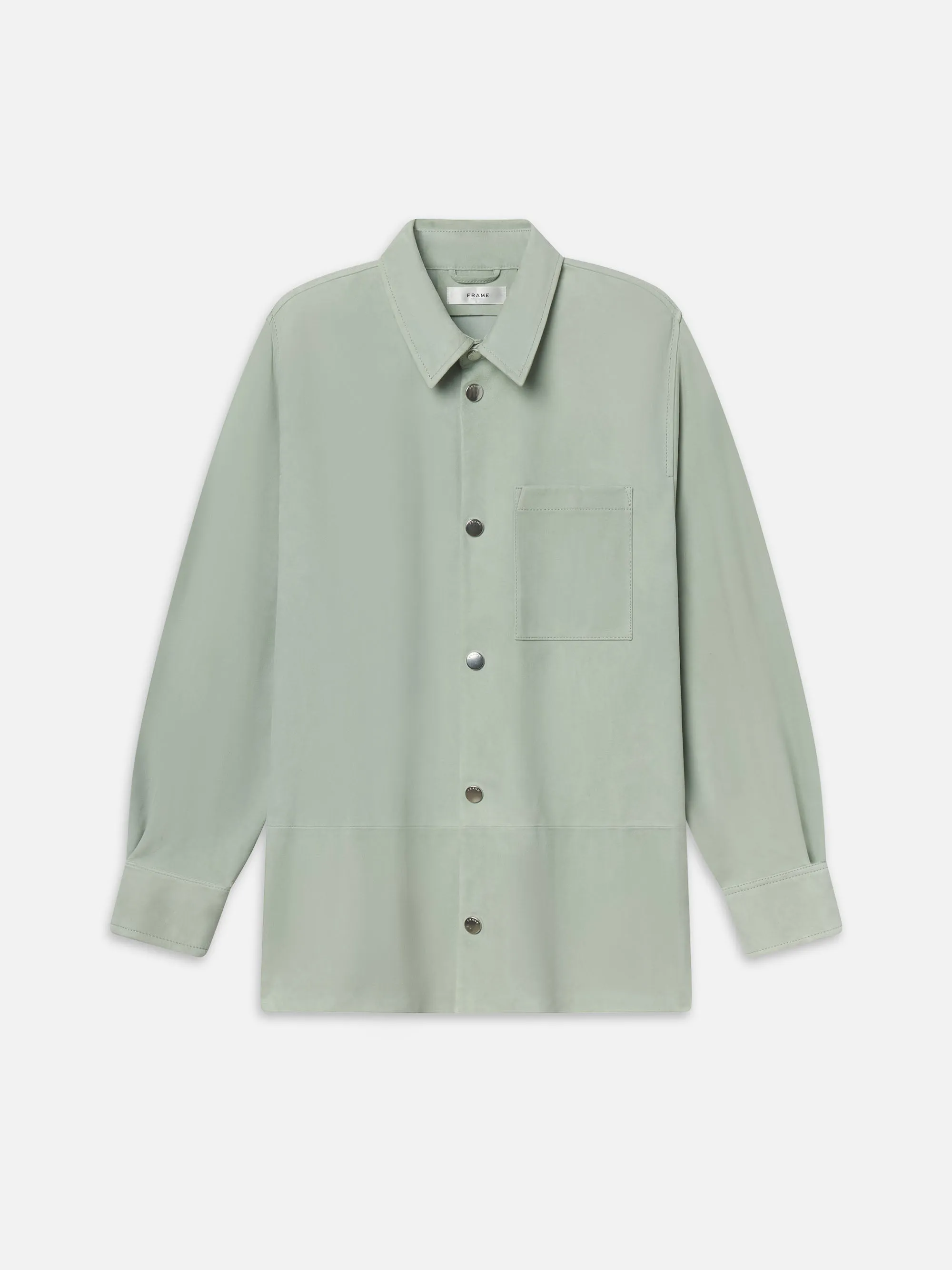 The Suede Studio Shirt -- Mint sold by Frame Denim