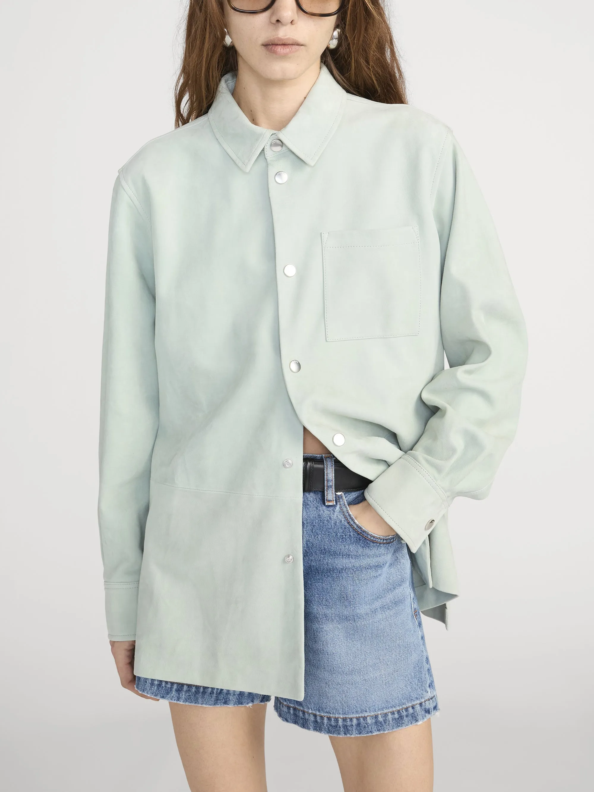 The Suede Studio Shirt -- Mint sold by Frame Denim product image thumbnail 3