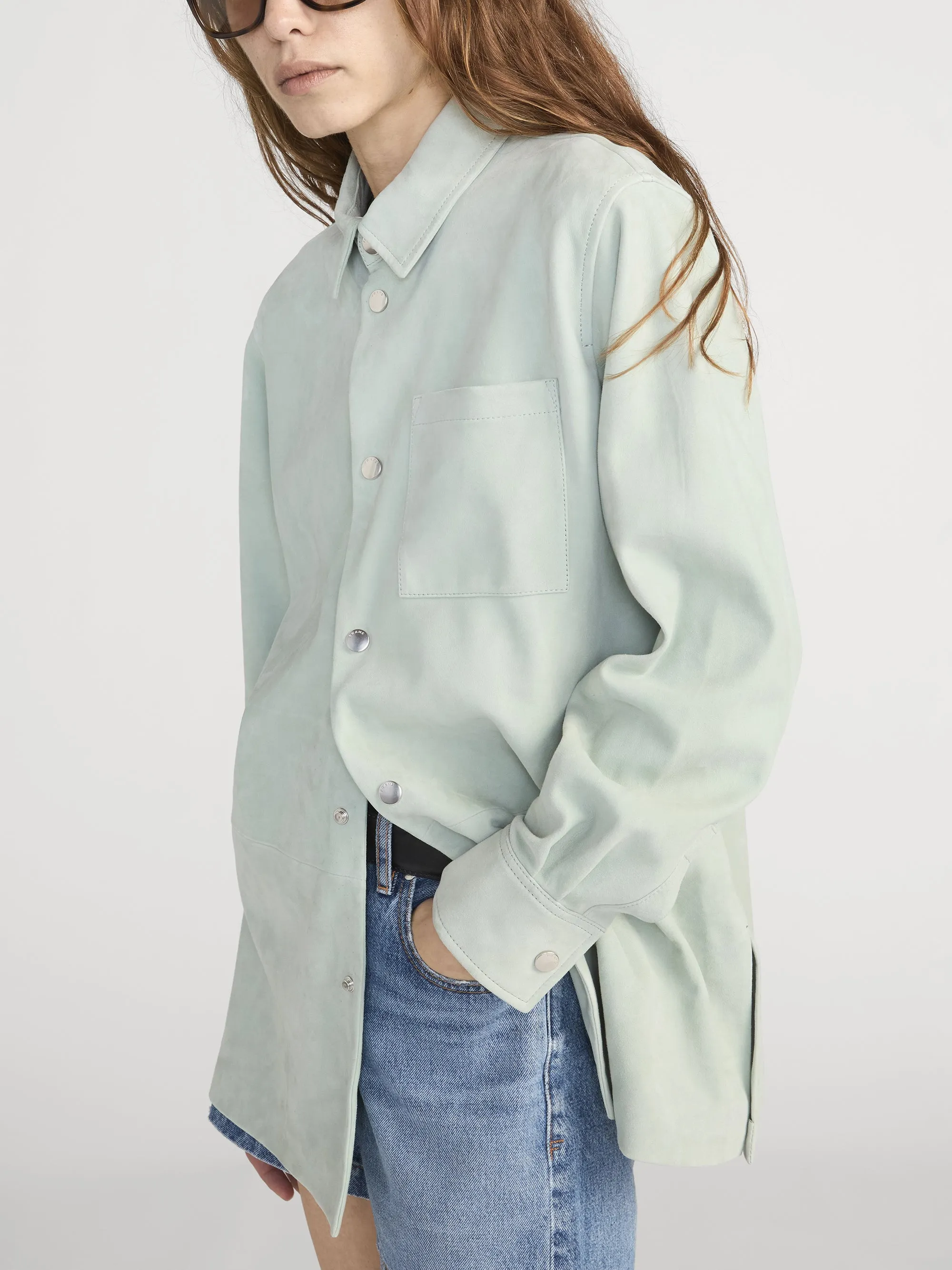The Suede Studio Shirt -- Mint sold by Frame Denim product image thumbnail 4