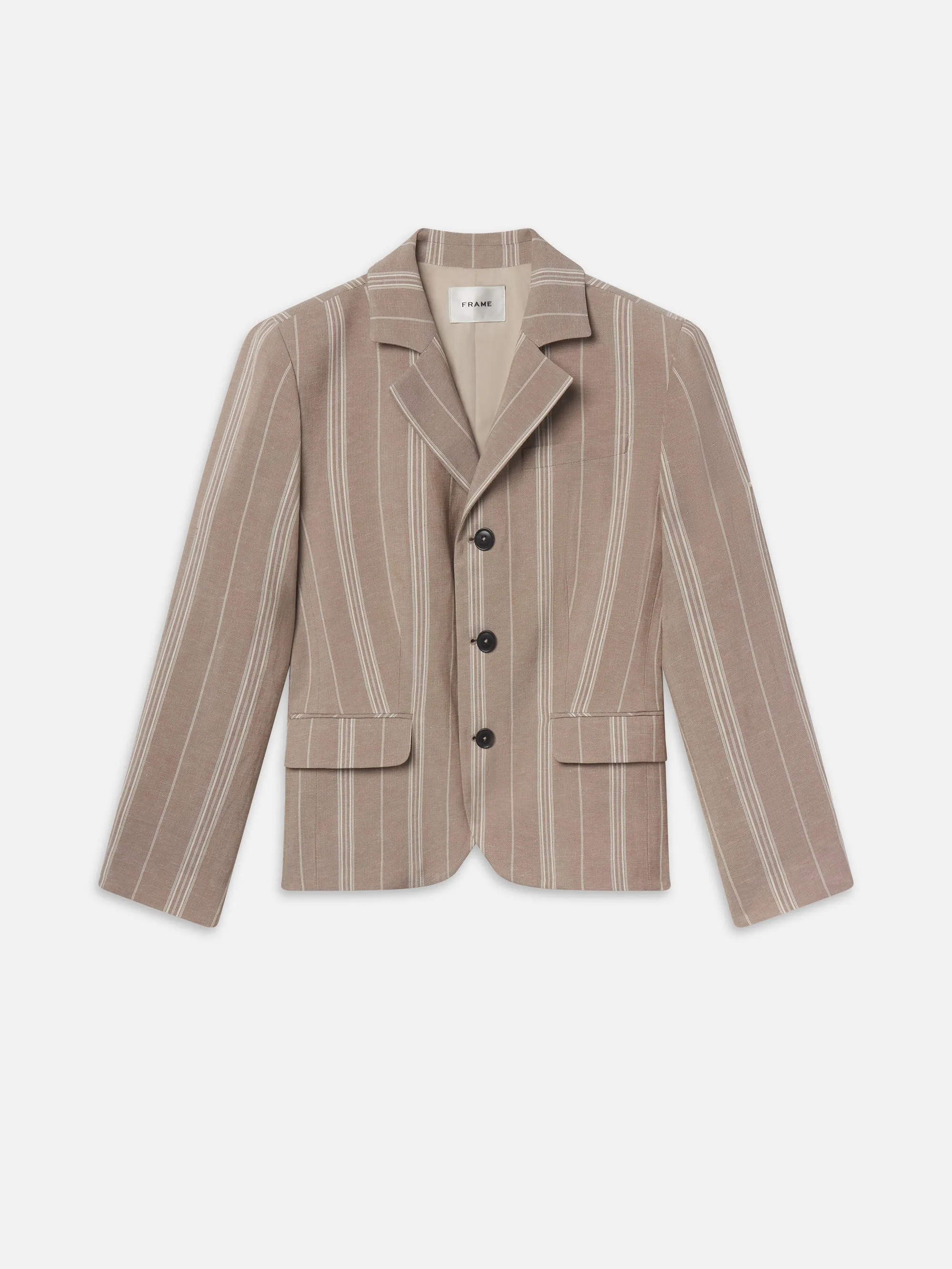 The Linen Smart Blazer -- Light Camel Multi sold by Frame Denim