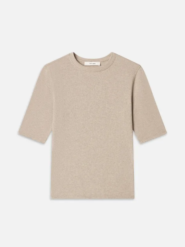 The Heather Rib Crew Tee -- Tabby Heather made by Frame Denim