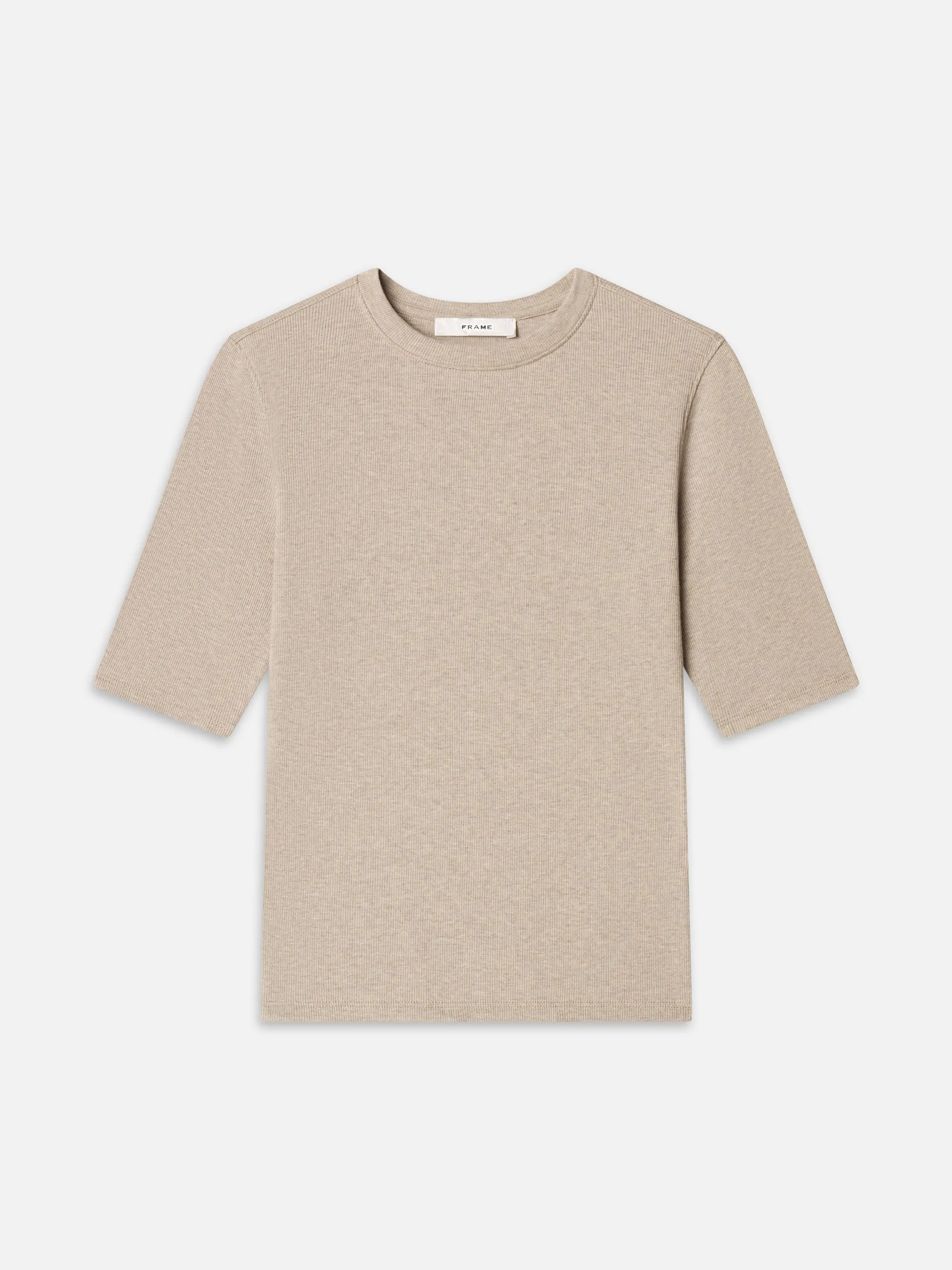 The Heather Rib Crew Tee -- Tabby Heather sold by Frame Denim
