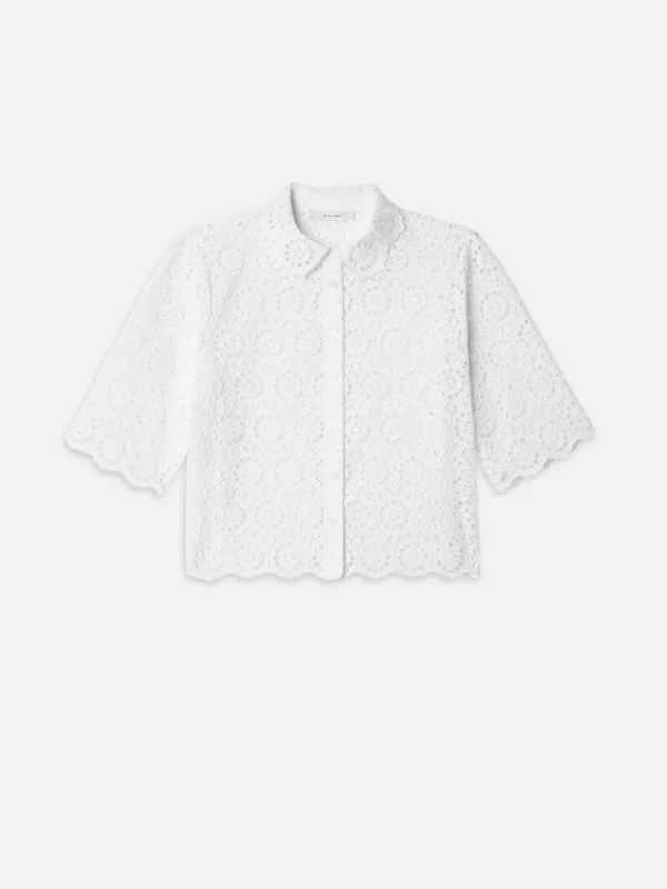 The Petal Eyelet Shirt -- White made by Frame Denim