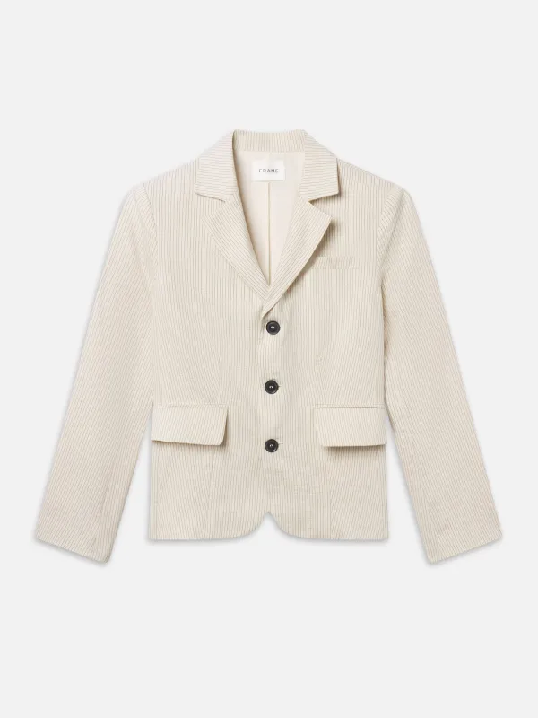 The Striped Smart Blazer -- Ecru Multi made by Frame Denim