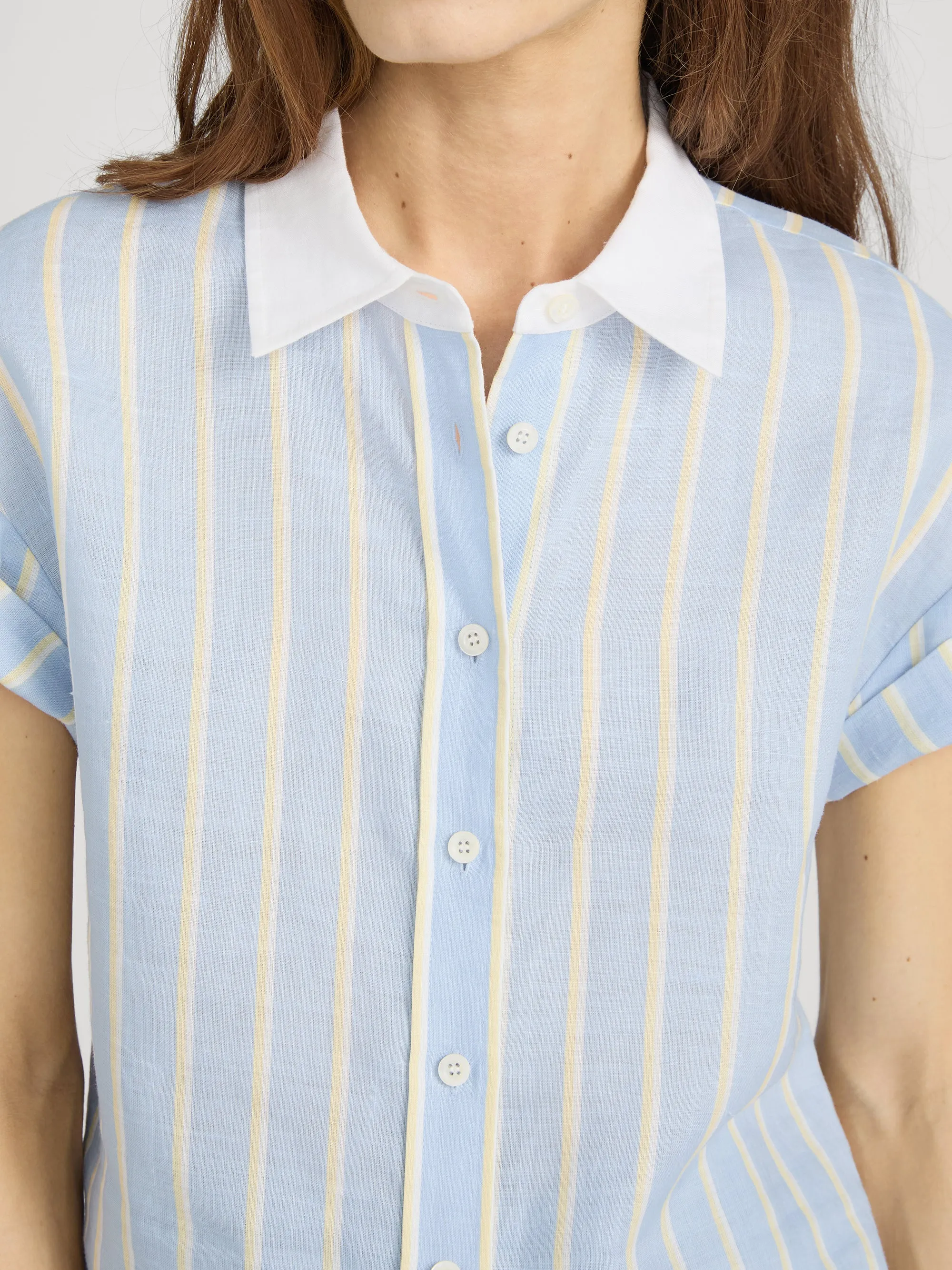 The Linen Boardwalk Shirt -- Chambray Blue Multi sold by Frame Denim product image thumbnail 5