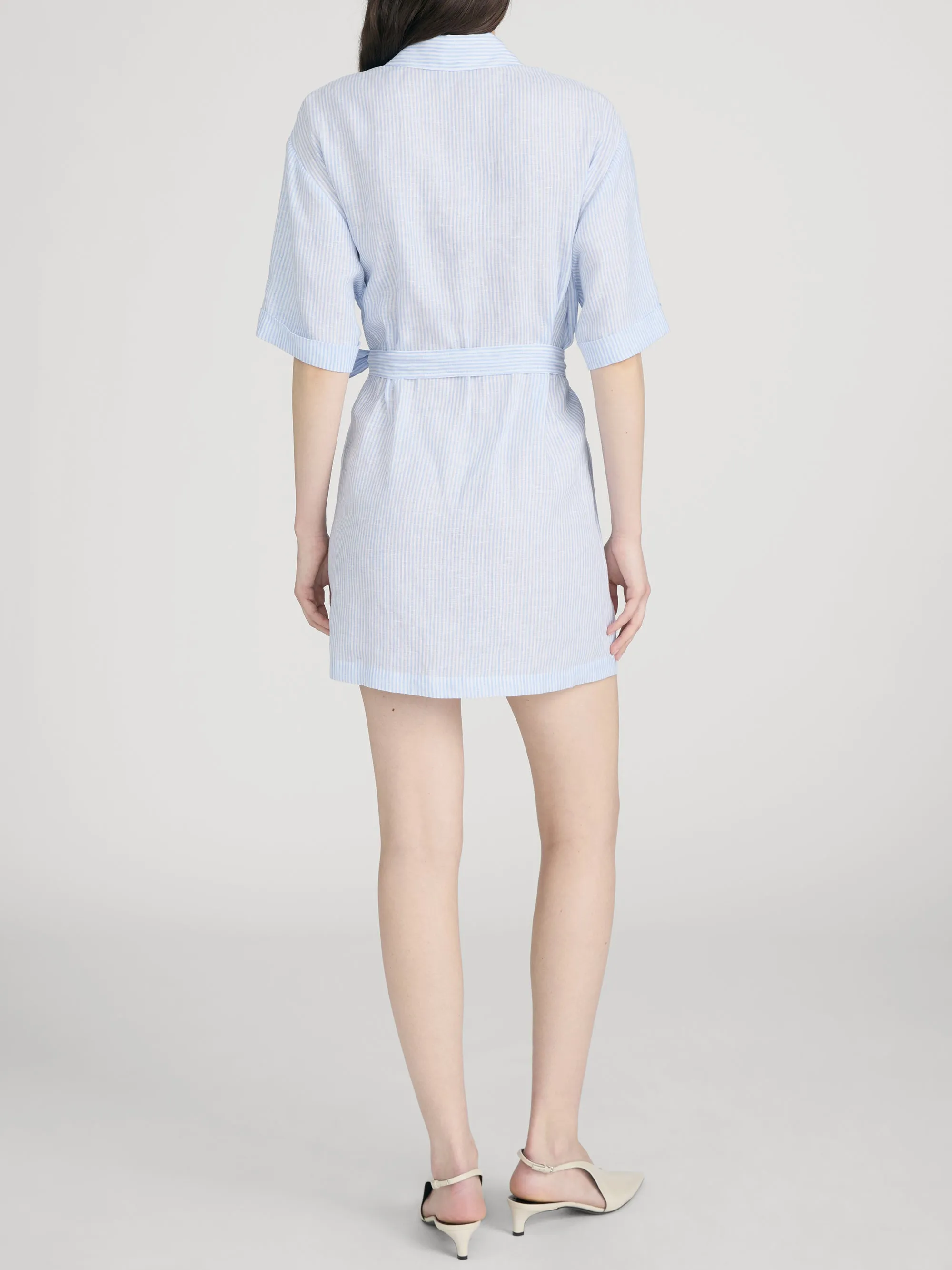 The Linen Belted Dress Chambray -- Blue Multi sold by Frame Denim product image thumbnail 5