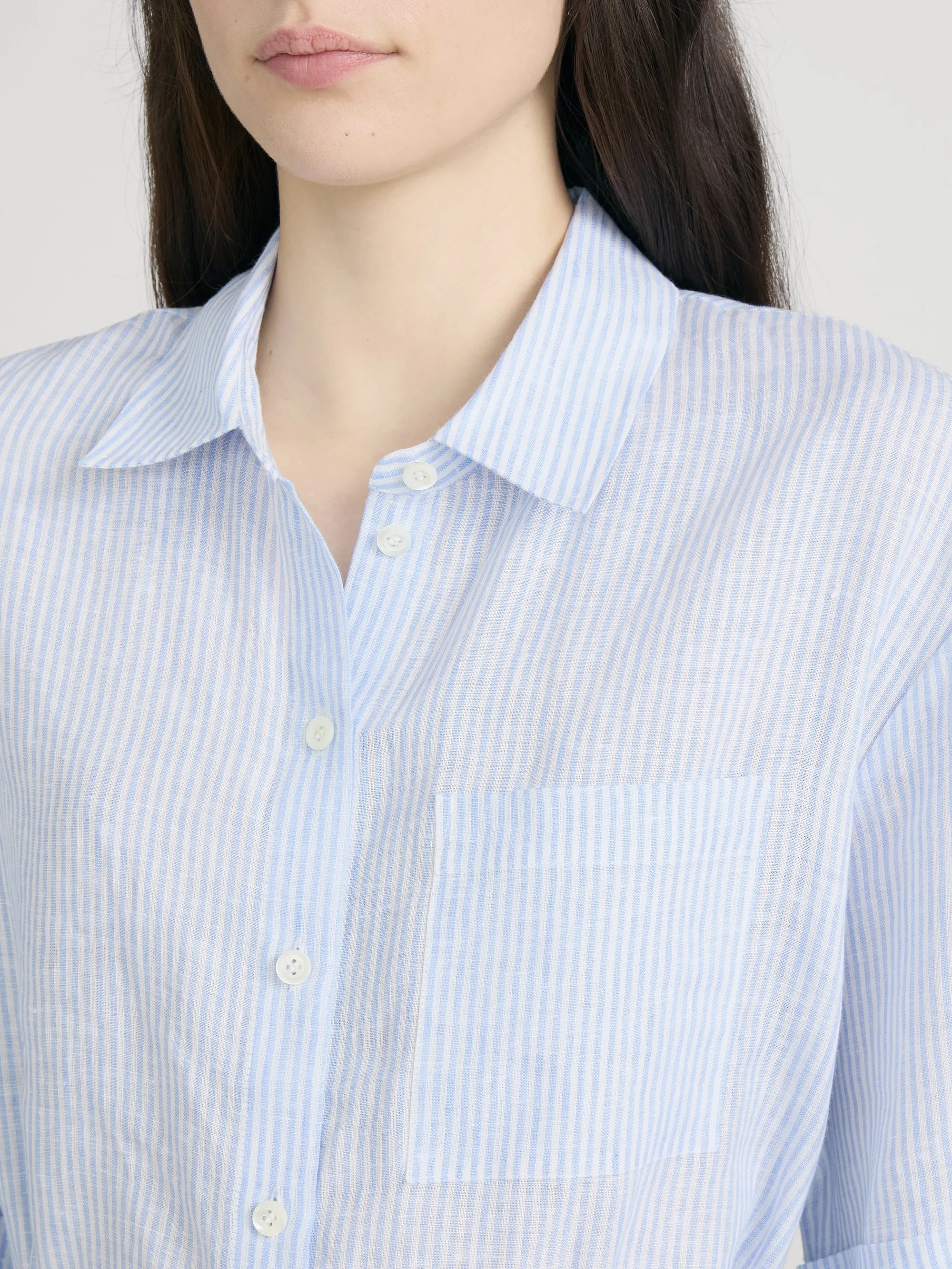 The Linen Belted Dress Chambray -- Blue Multi sold by Frame Denim product image thumbnail 4