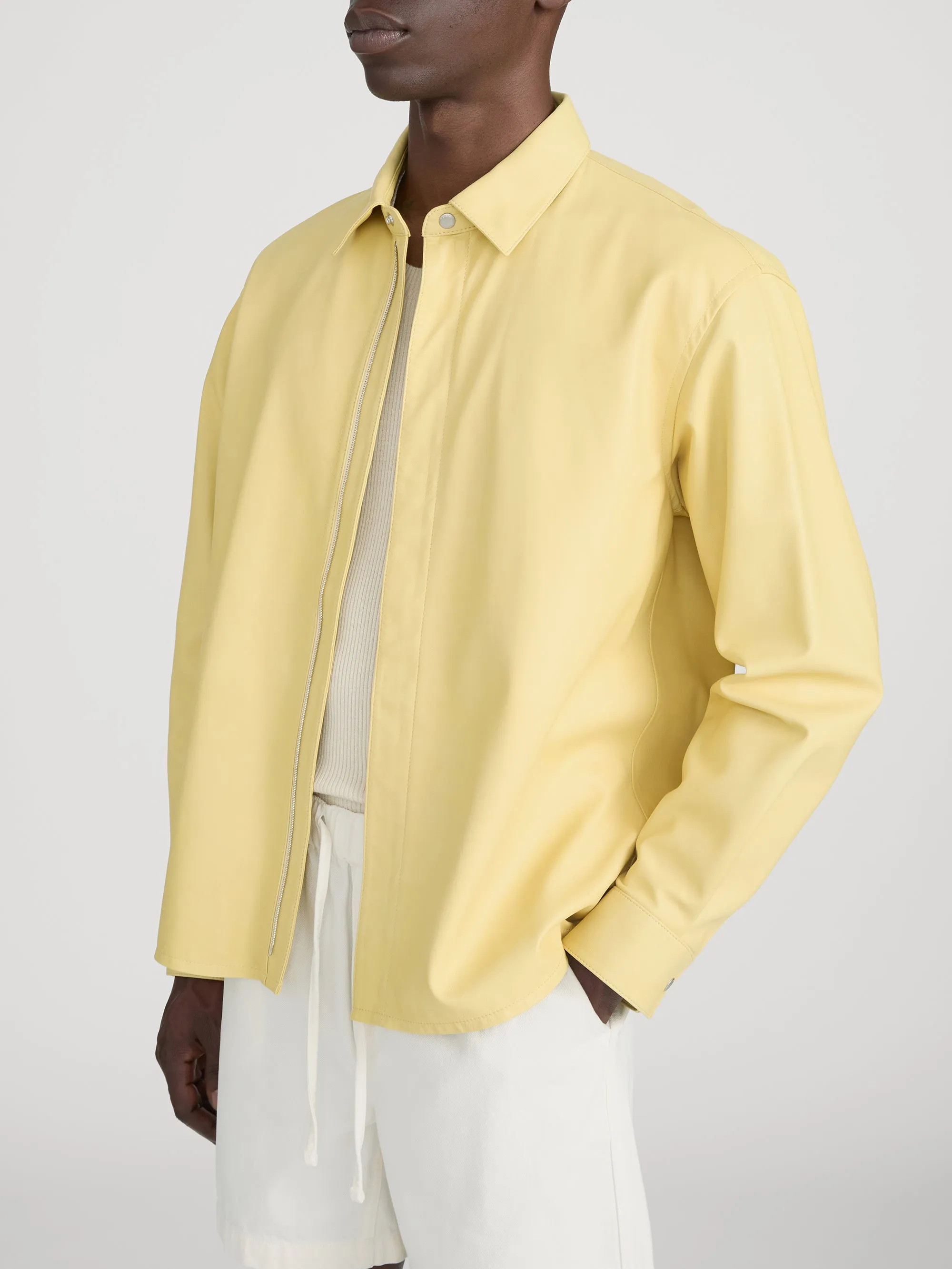 Leather Zip-Up Shirt -- Bold Yellow sold by Frame Denim product image thumbnail 4