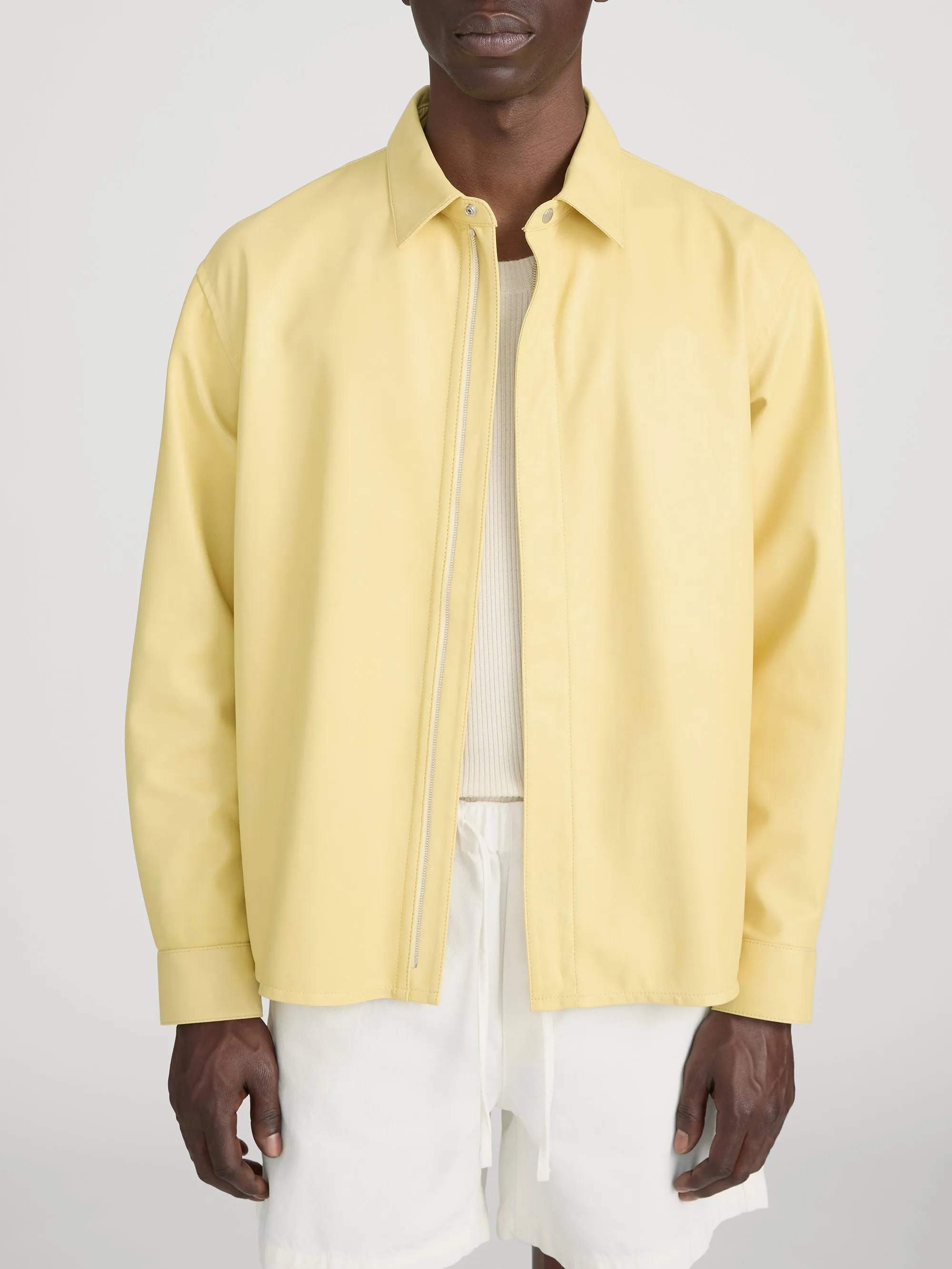 Leather Zip-Up Shirt -- Bold Yellow sold by Frame Denim product image thumbnail 3