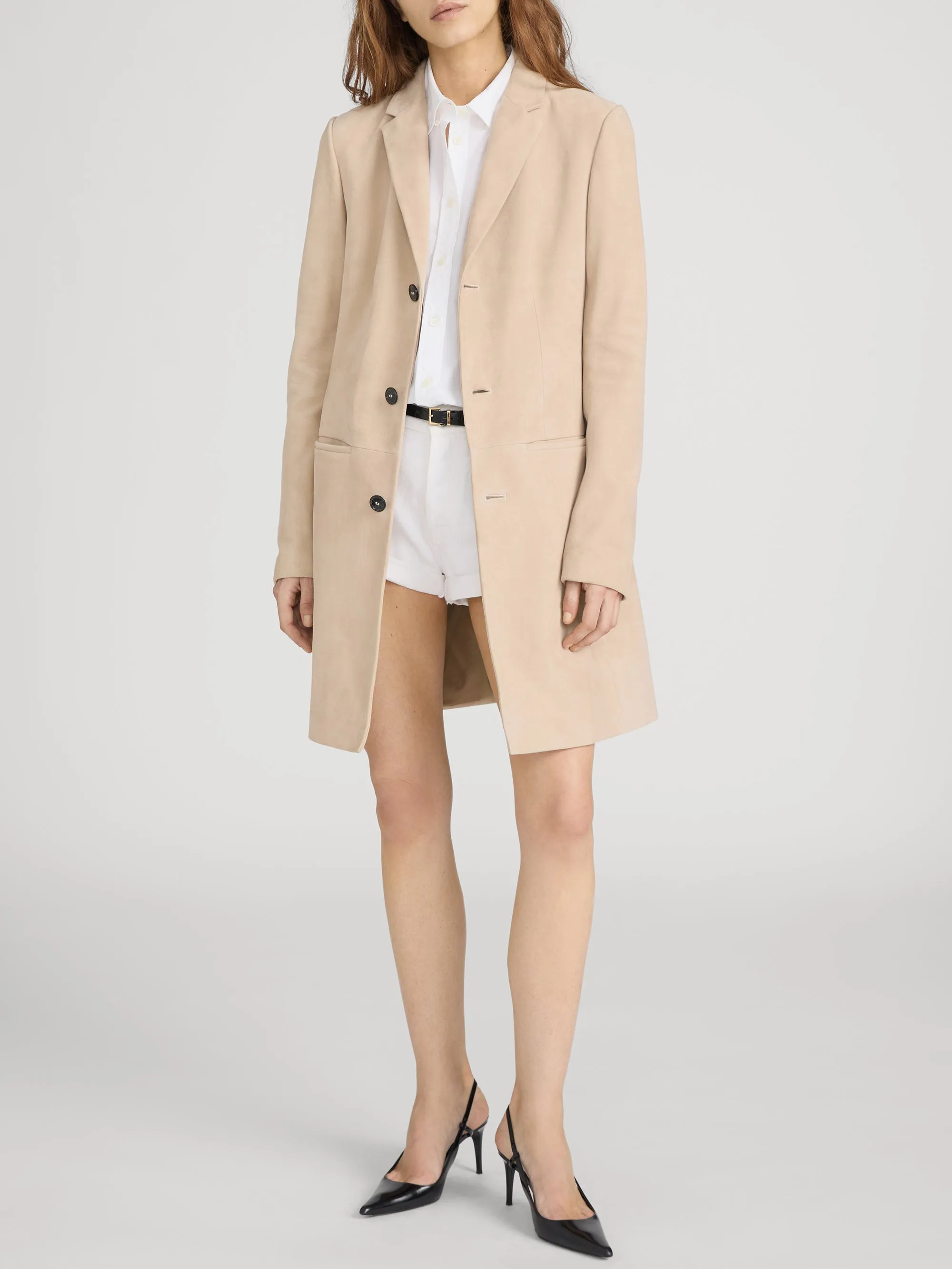 The Sleek Suede Coat -- Sand sold by Frame Denim product image thumbnail 2