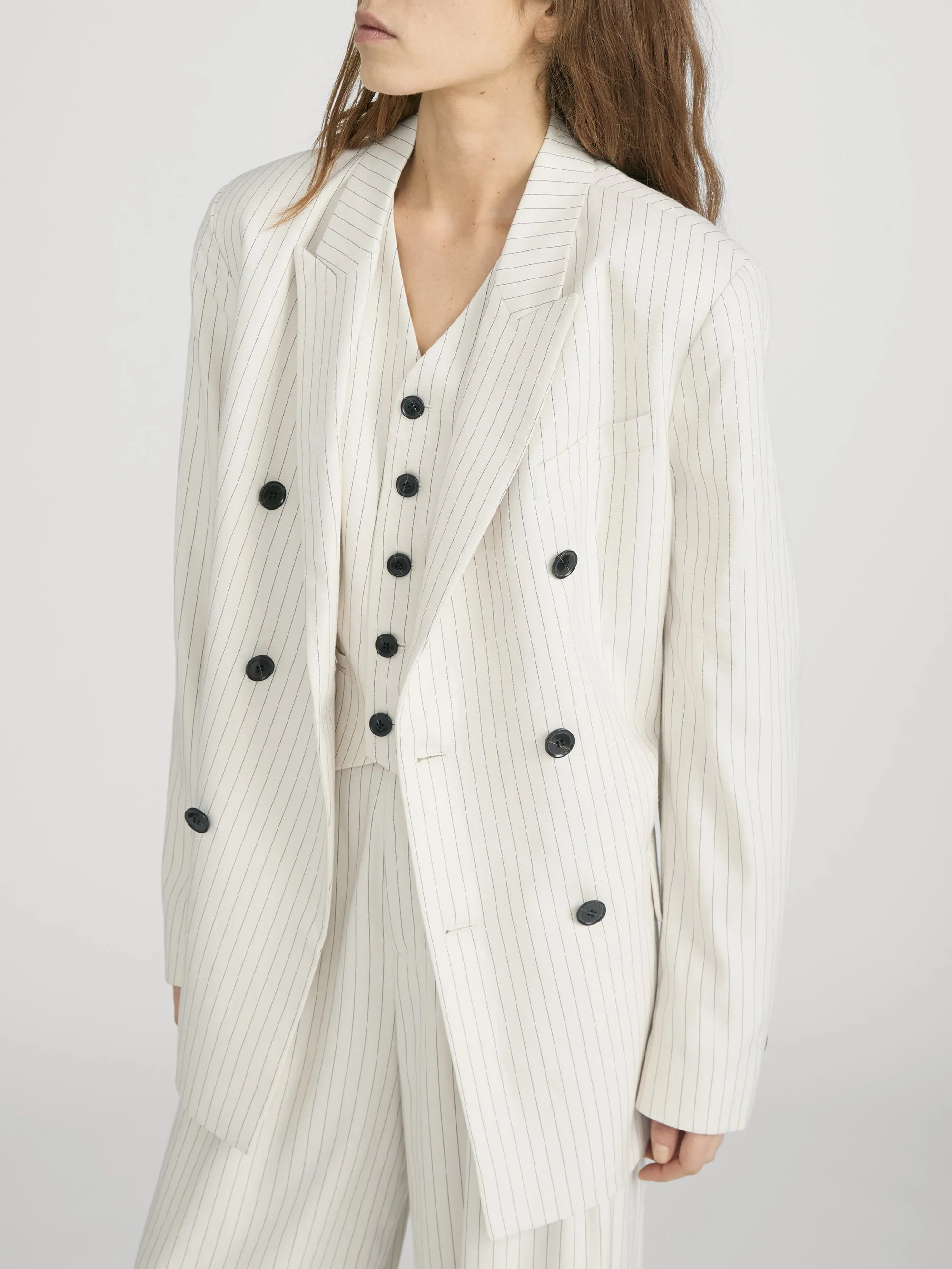 The Pinstripe Avenue Blazer -- Cream Multi sold by Frame Denim product image thumbnail 4