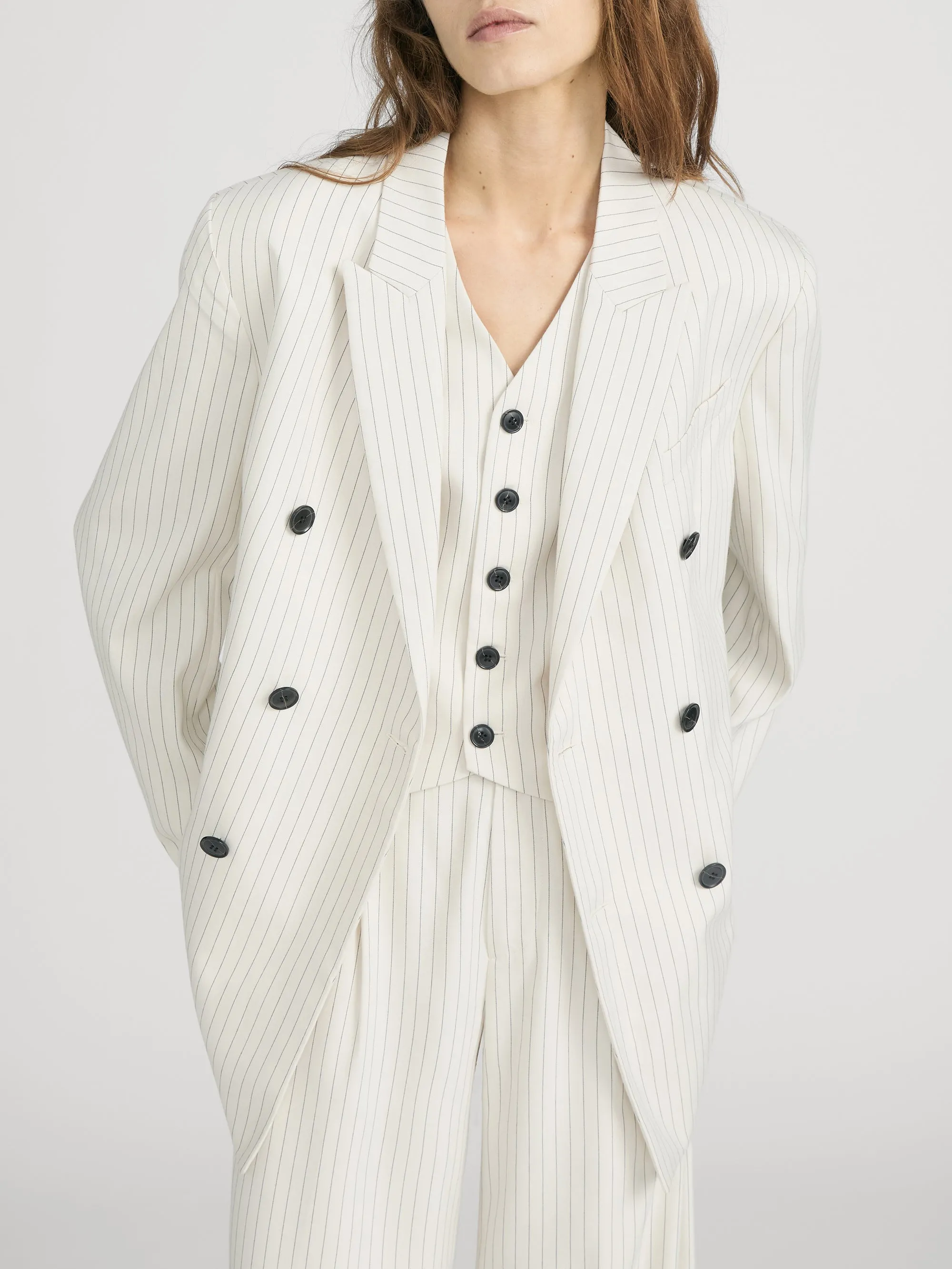 The Pinstripe Avenue Blazer -- Cream Multi sold by Frame Denim product image thumbnail 3