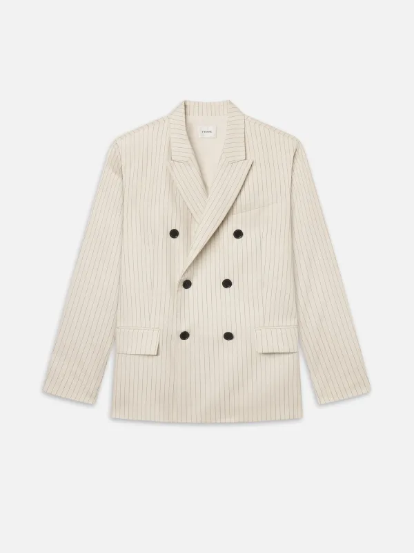 The Pinstripe Avenue Blazer -- Cream Multi made by Frame Denim