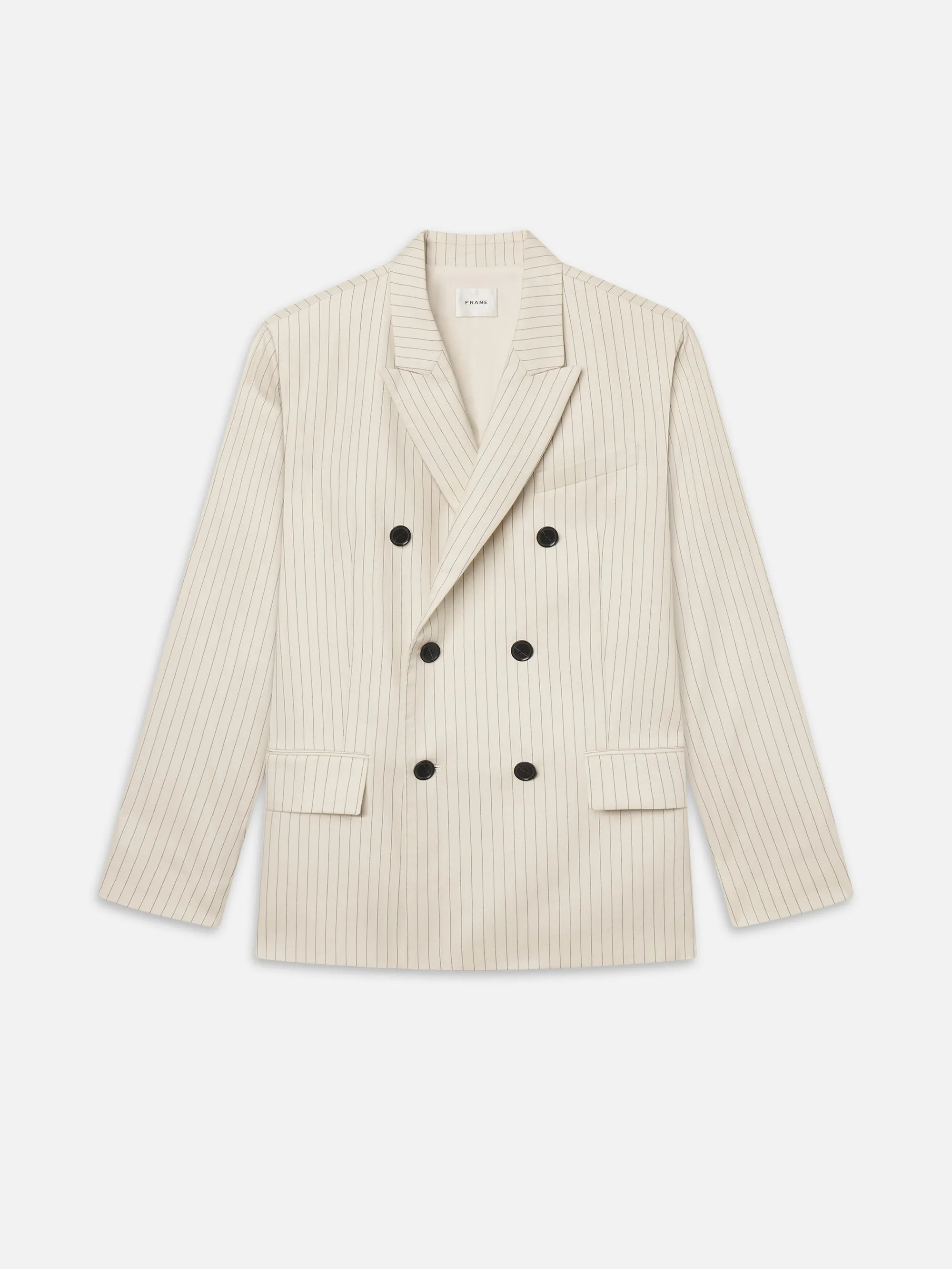 The Pinstripe Avenue Blazer -- Cream Multi sold by Frame Denim