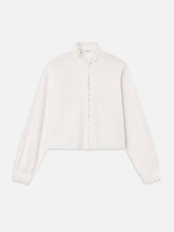 The Keepsake Pintuck Blouse -- White made by Frame Denim