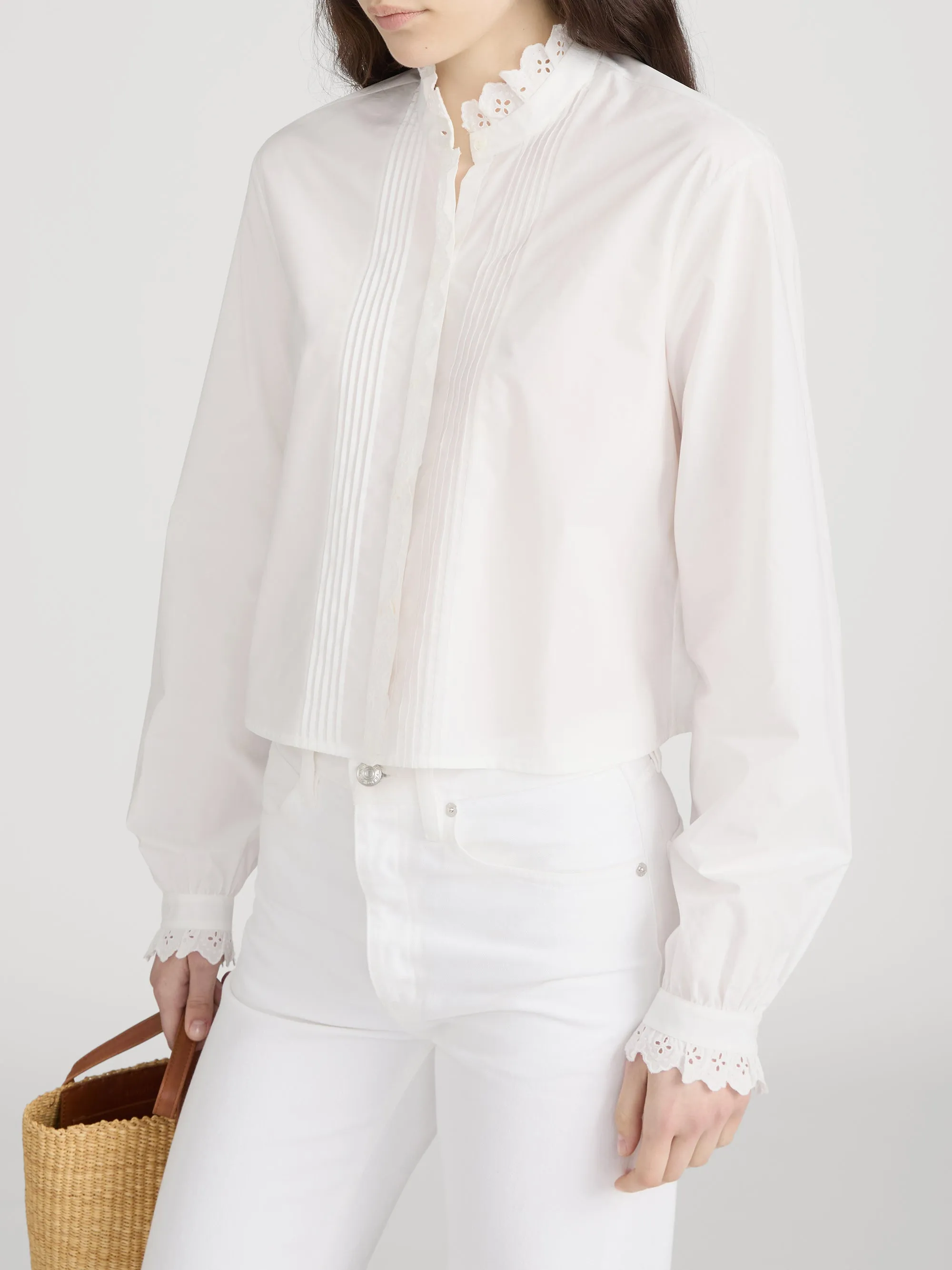 The Keepsake Pintuck Blouse -- White sold by Frame Denim product image thumbnail 4