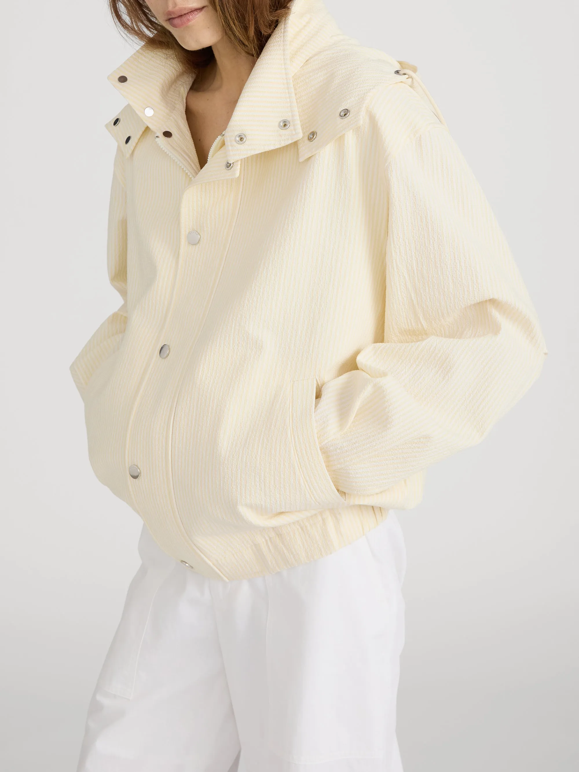 The Seersucker Track Jacket -- Lemon Multi sold by Frame Denim product image thumbnail 4