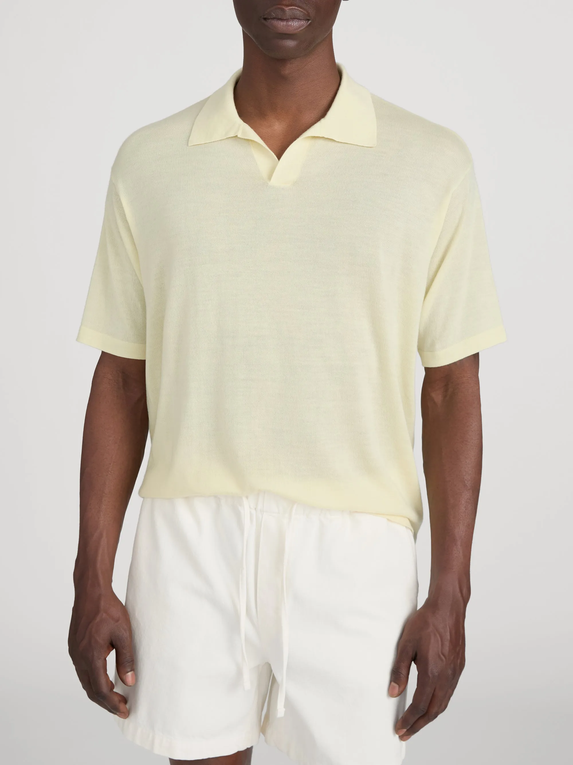Superfine Polo Sweater -- Pale Yellow sold by Frame Denim product image thumbnail 3