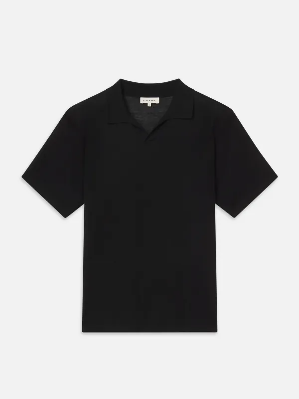 Superfine Polo Sweater -- Black made by Frame Denim