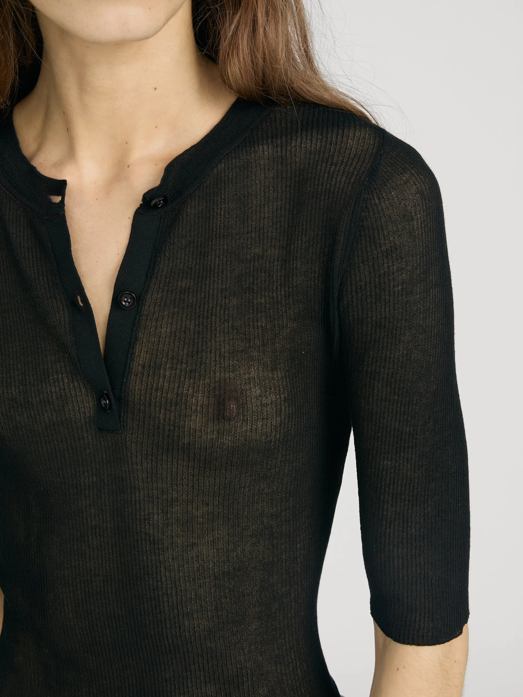The Henley Rib Tee -- Black sold by Frame Denim product image thumbnail 5
